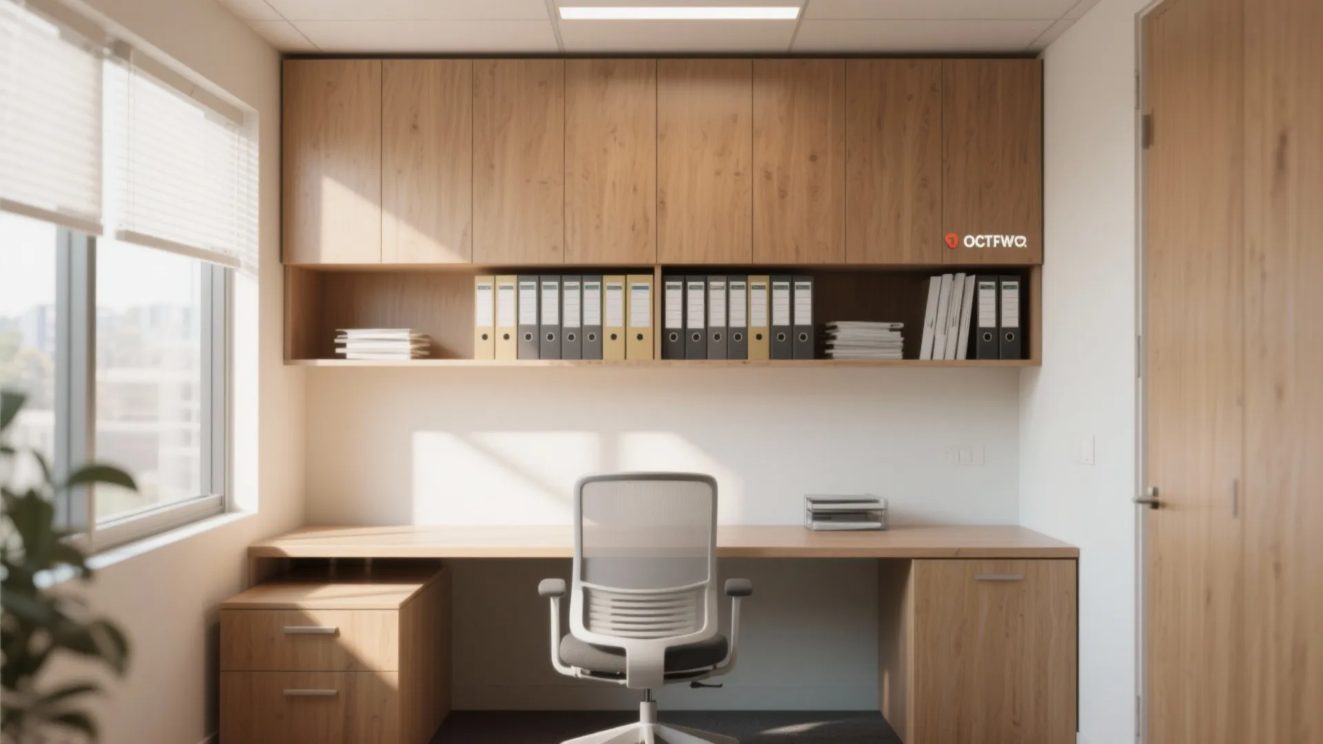 7. Desk with Overhead Cabinets
