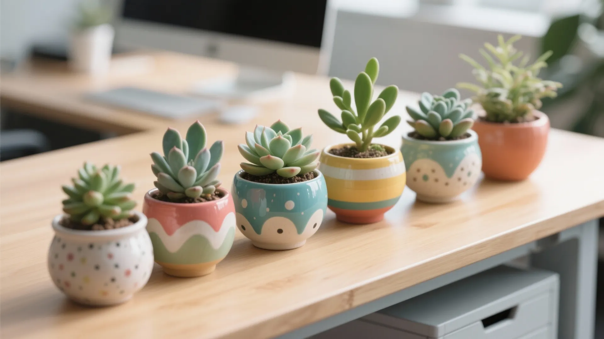 4. Desk Plants in Creative Pots