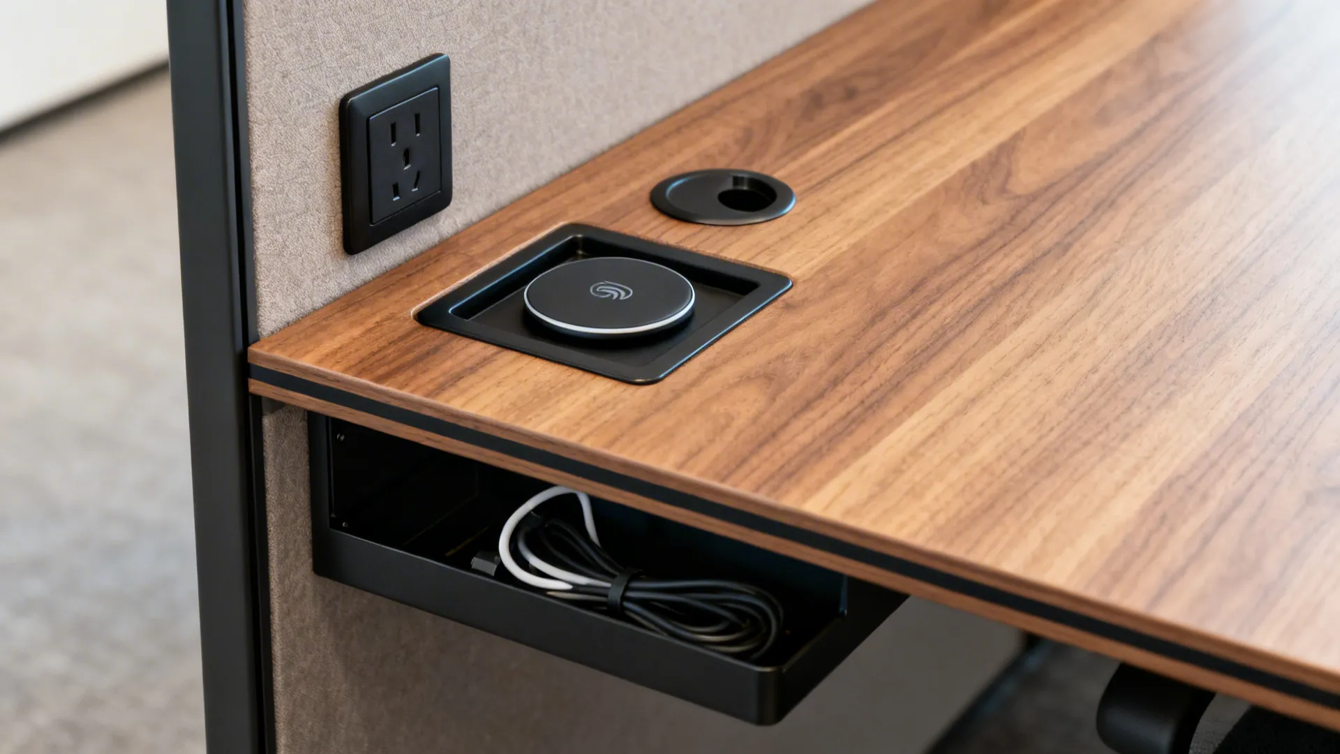 Half-Height Partition with Built-In Desk