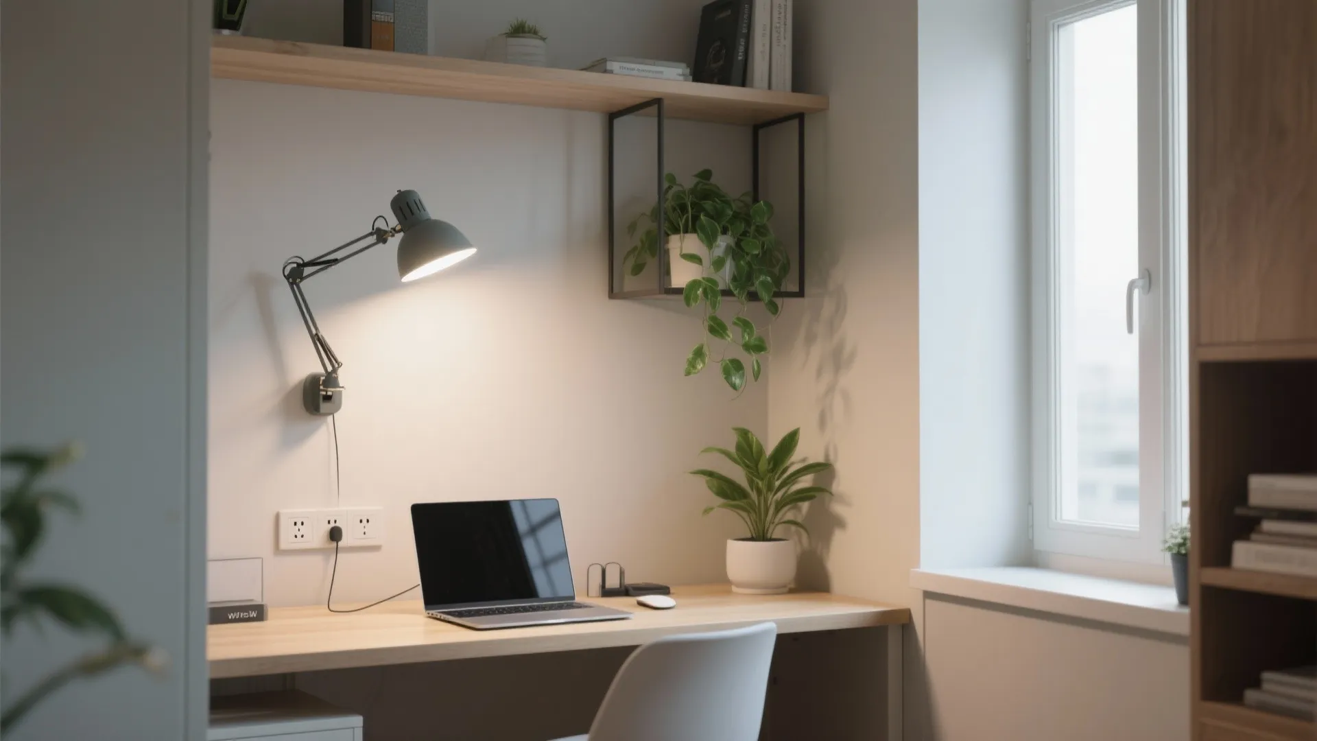 2. Reading light above small desks