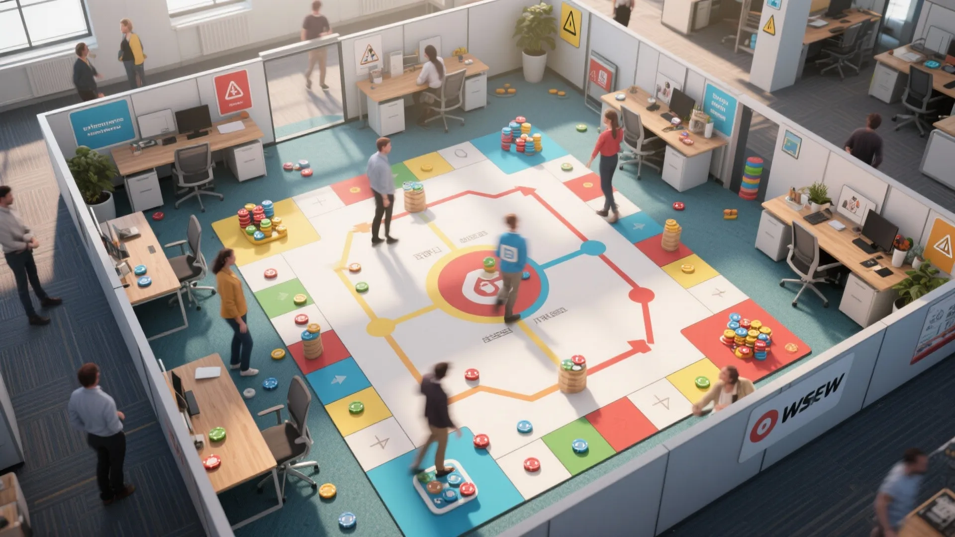 3. Desk-to-Desk Relay & Scavenger Hunts