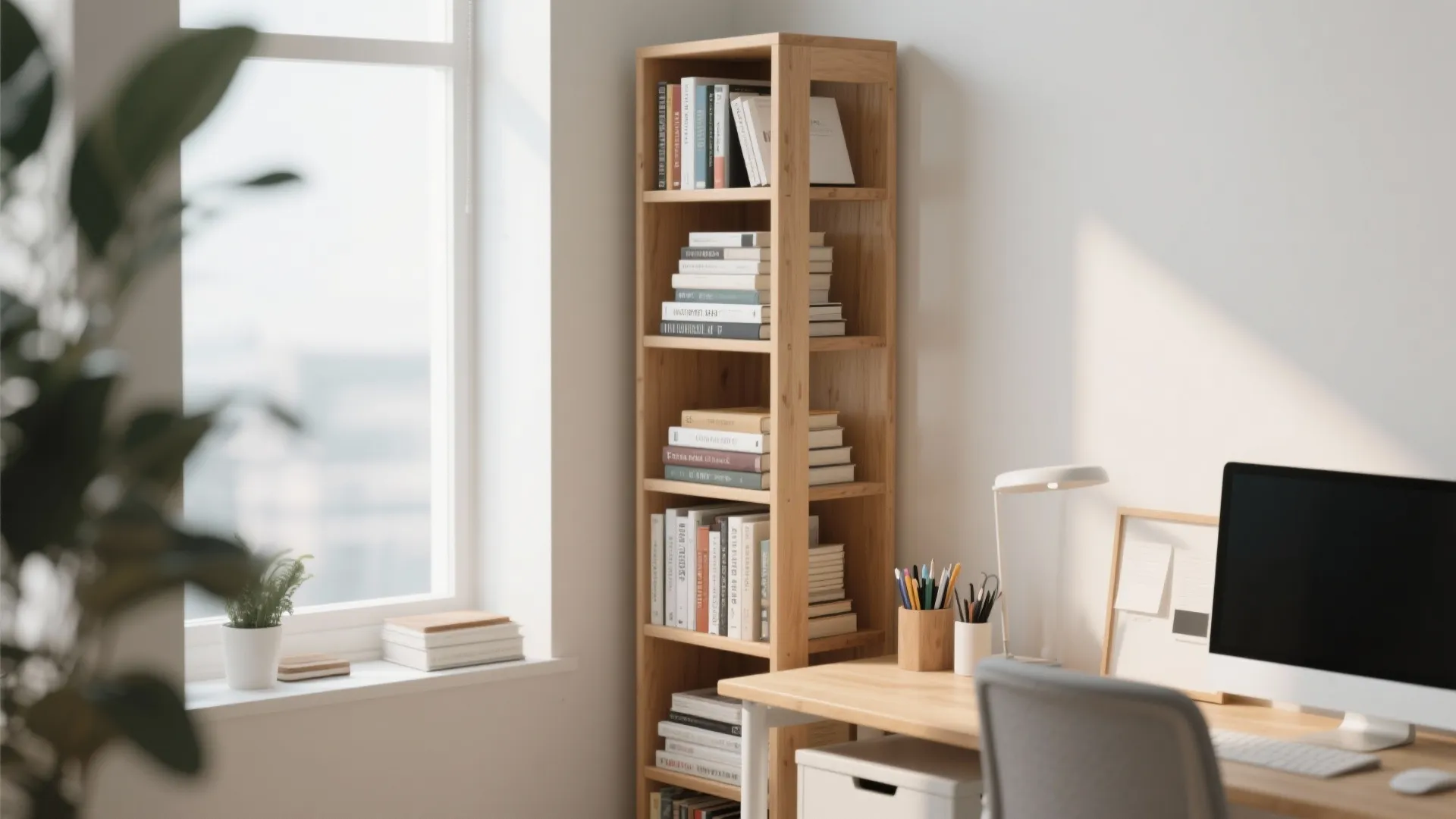6. Desk-Side Vertical Shelves
