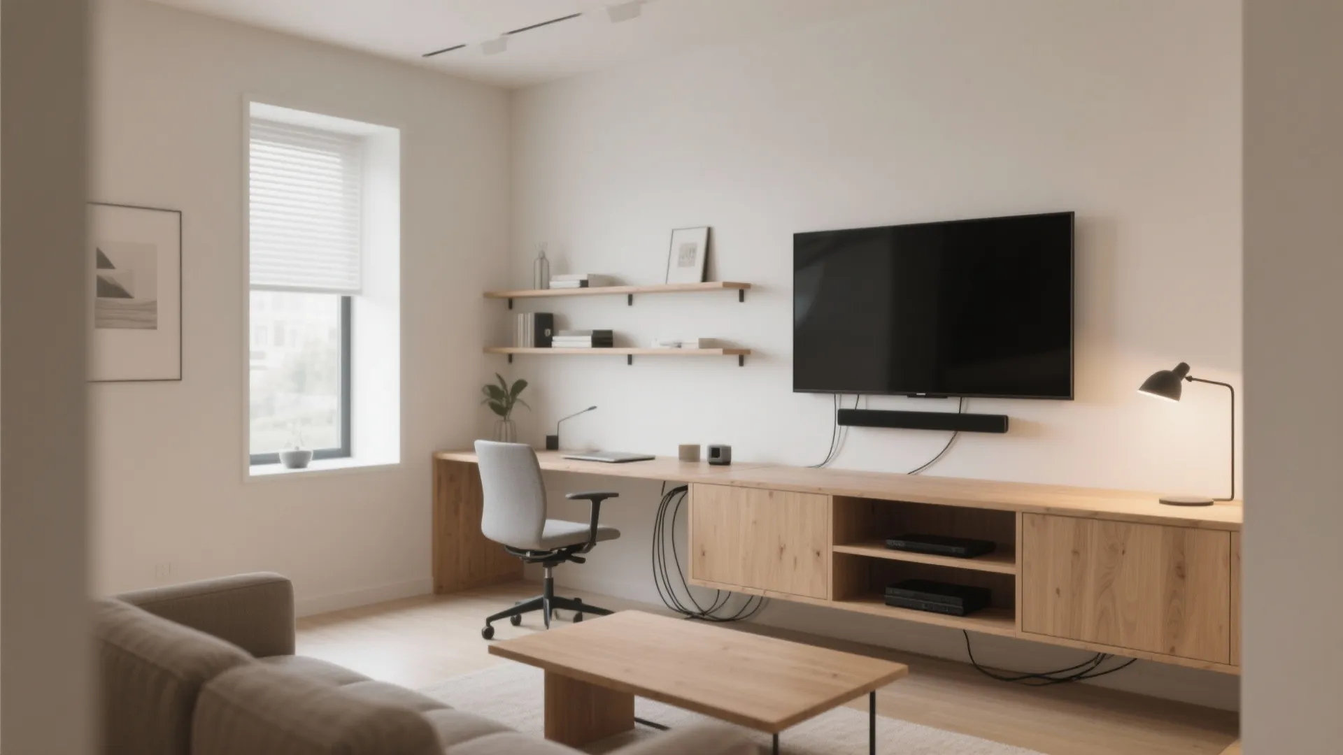 2. Built-in Desk Under the TV