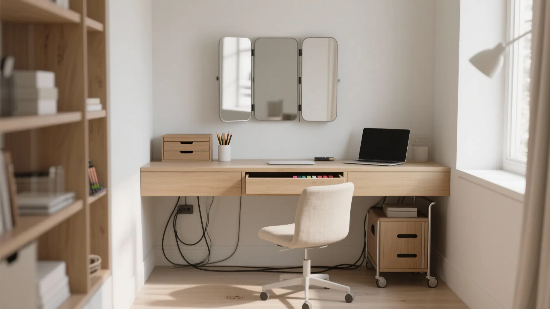 4) Desk-by-Day, Vanity-by-Night (Dual-Purpose Setup)