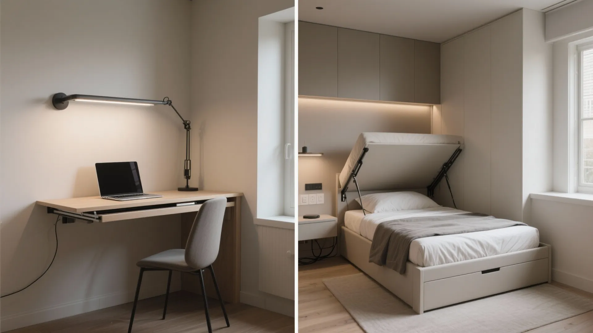 Wall Bed with Fold-Down Workspace