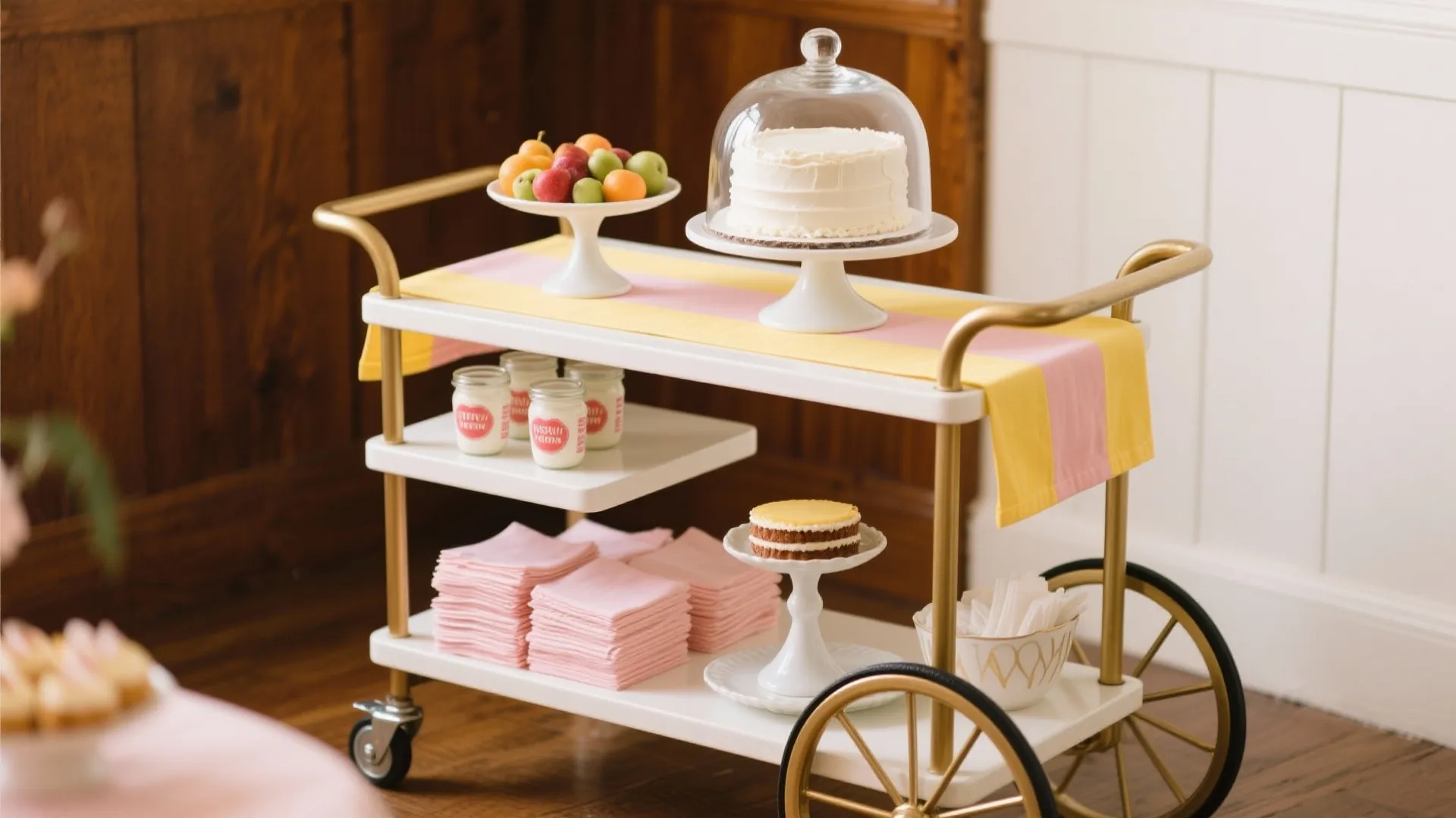 Petite Dessert Cart + Color‑Blocked Tablescape