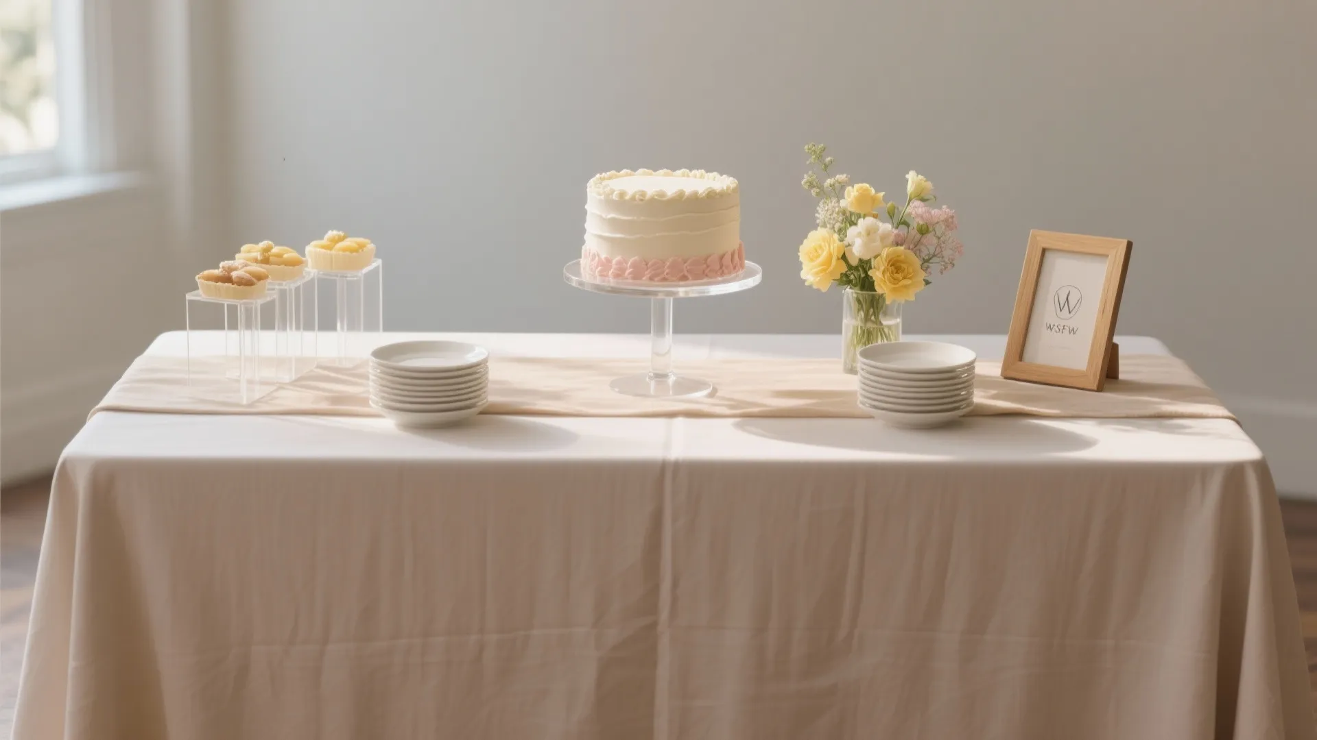 One-Table Dessert Station with Floral Touches