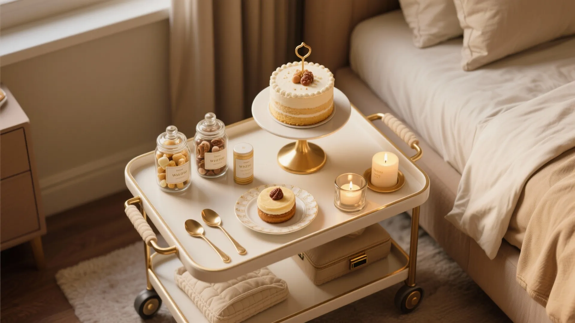 5. Dessert bar on a rolling tray: stylish and small-space smart
