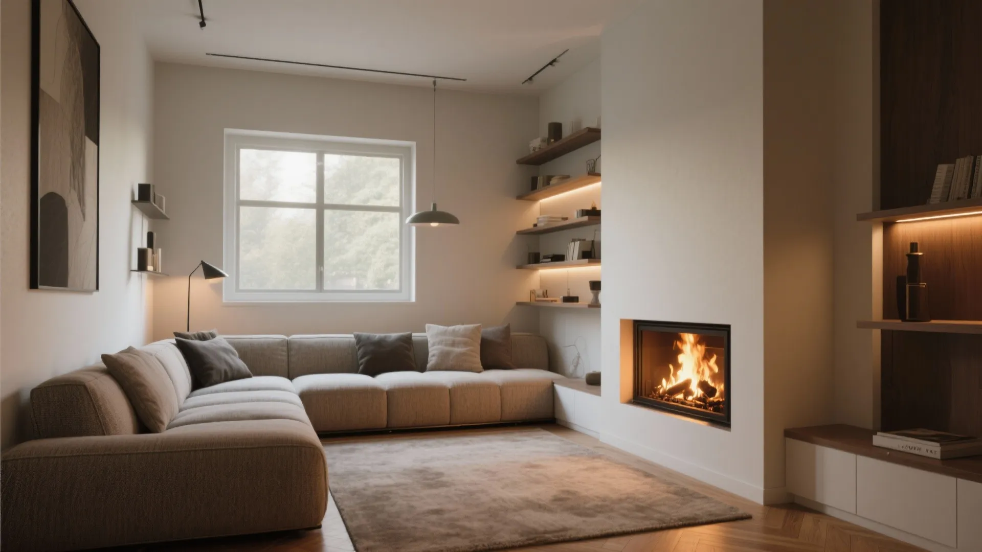 5. Play with Angles: Diagonal Sectionals and Corner Fireplaces
