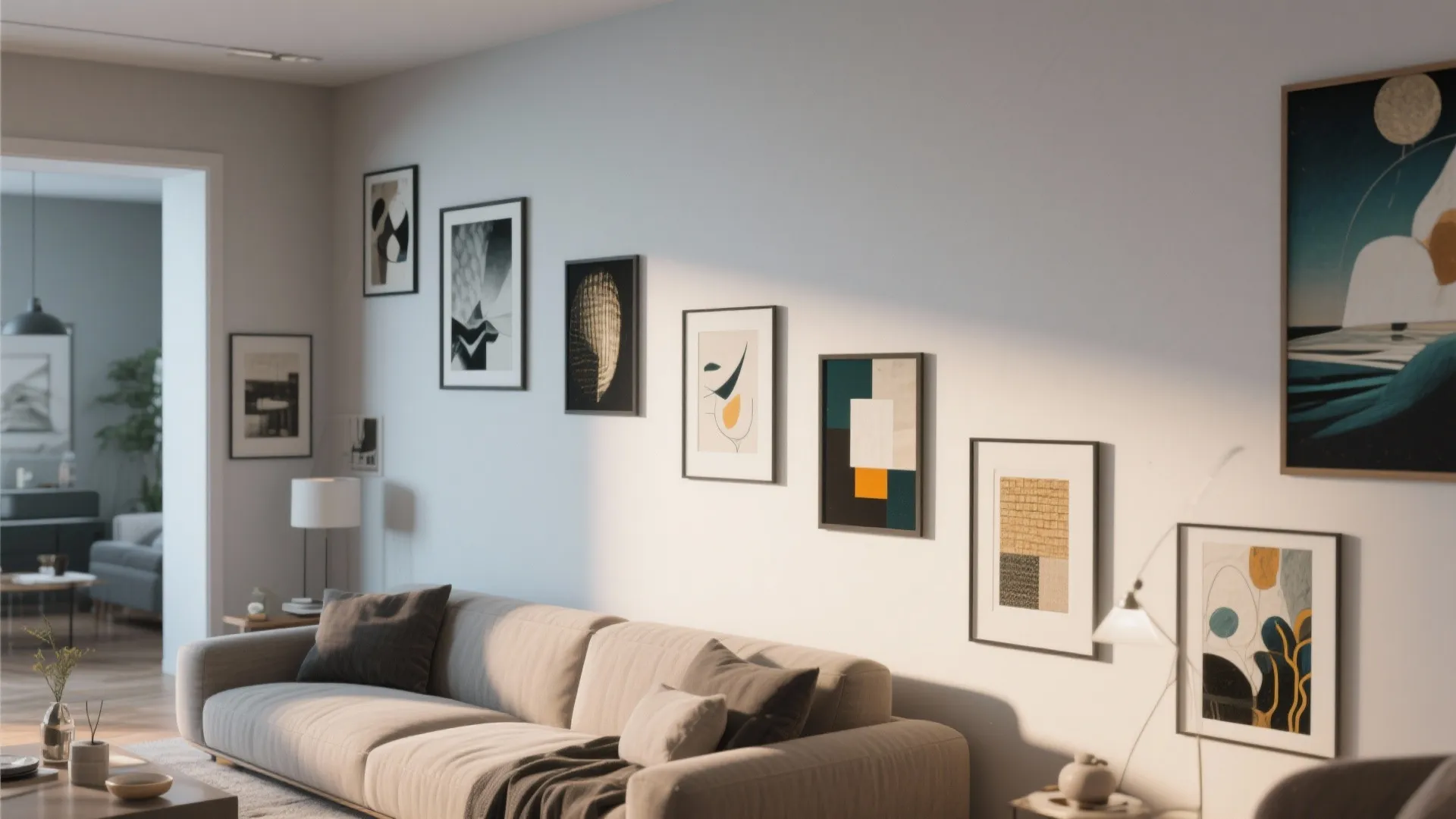 9. Diagonal Artwork Arrangement