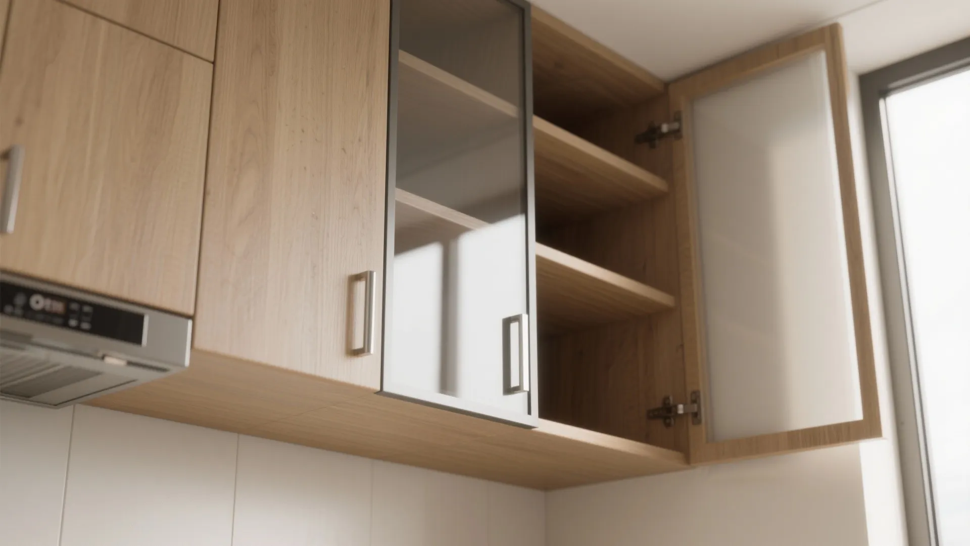 1. Diagonal cabinet to reclaim sightlines