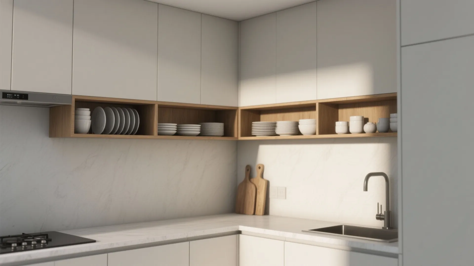 1. Diagonal Corner Wall Cabinets