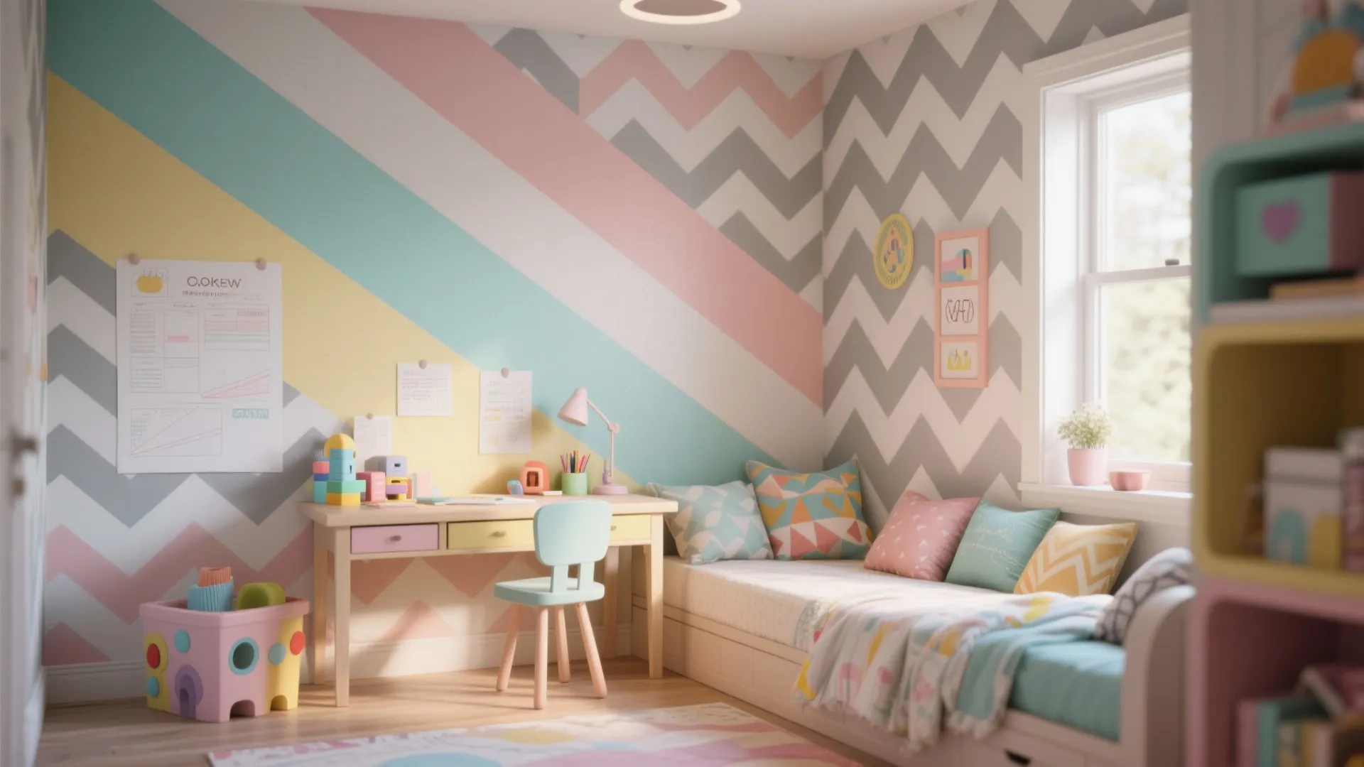 4. Diagonal or Chevron Stripes for Playful Energy
