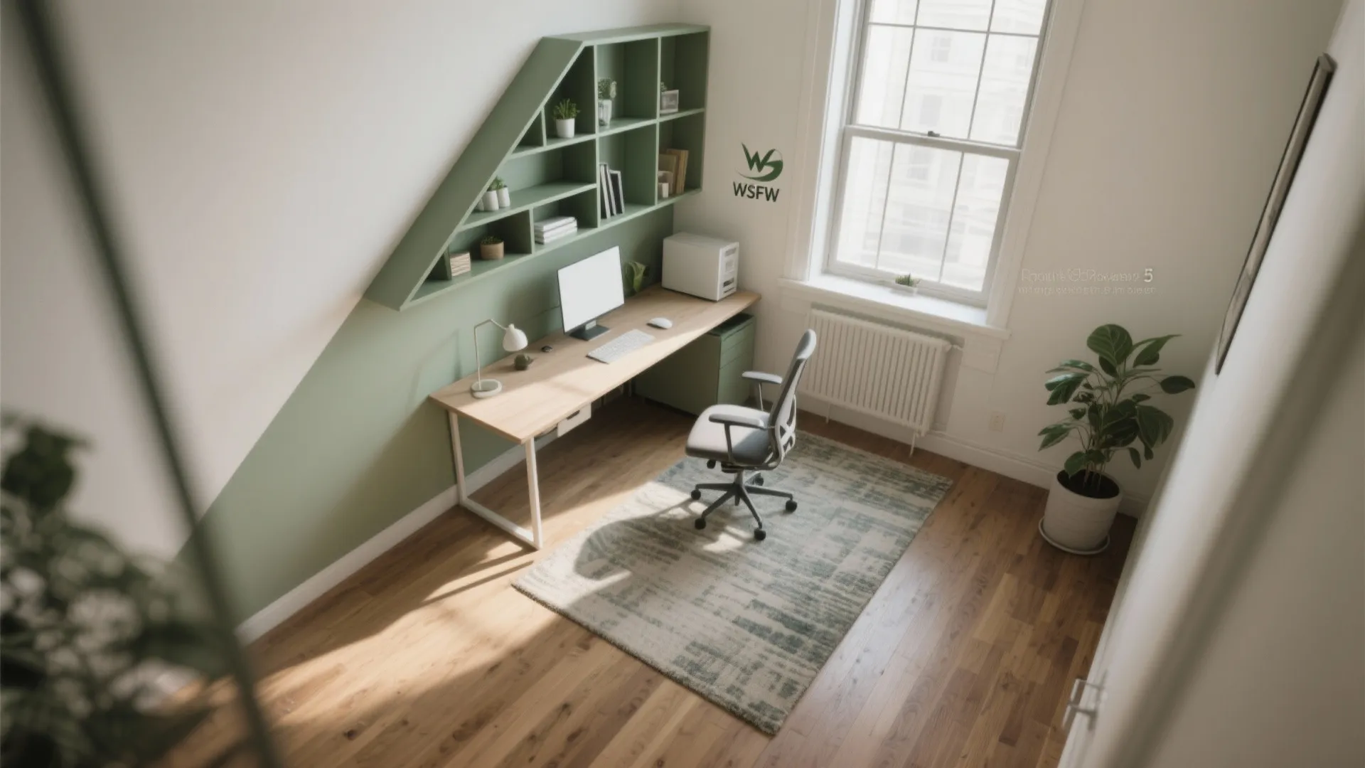 3. Corner office with diagonal layout