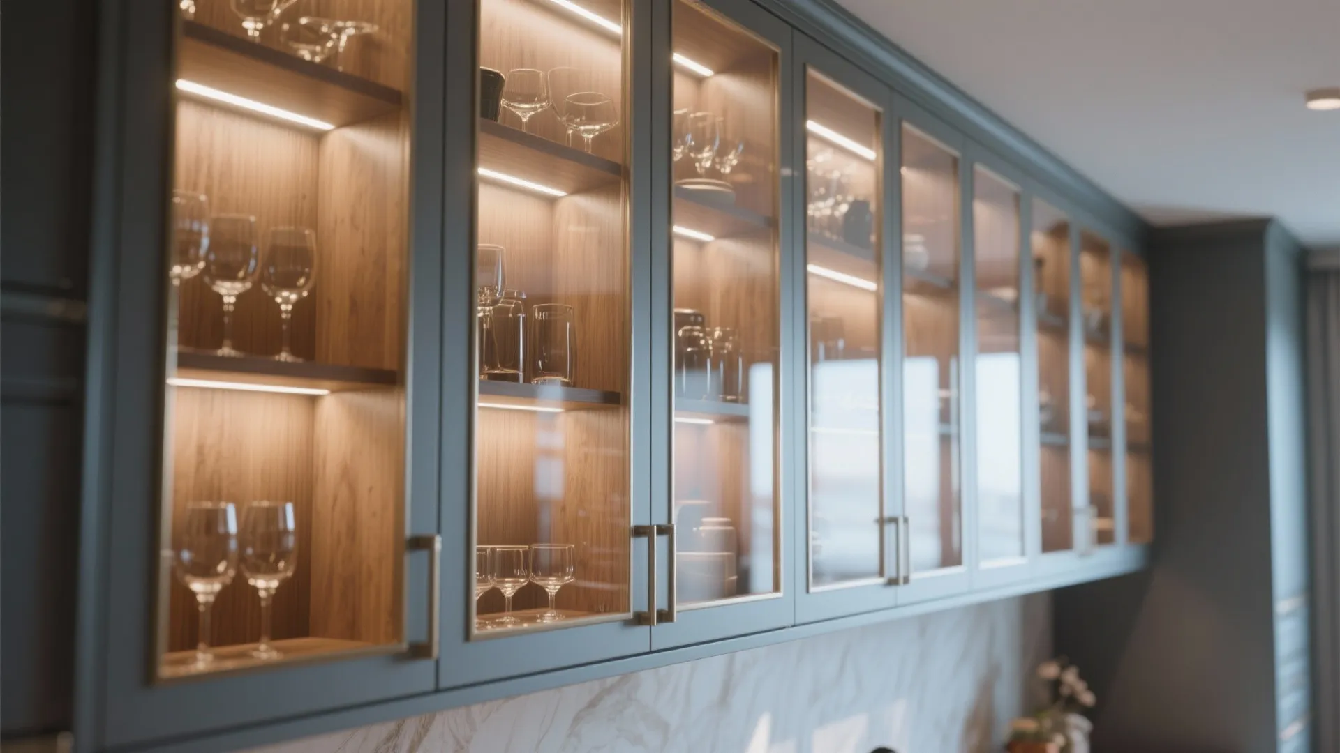 3. Diagonal cabinet with glass doors for display