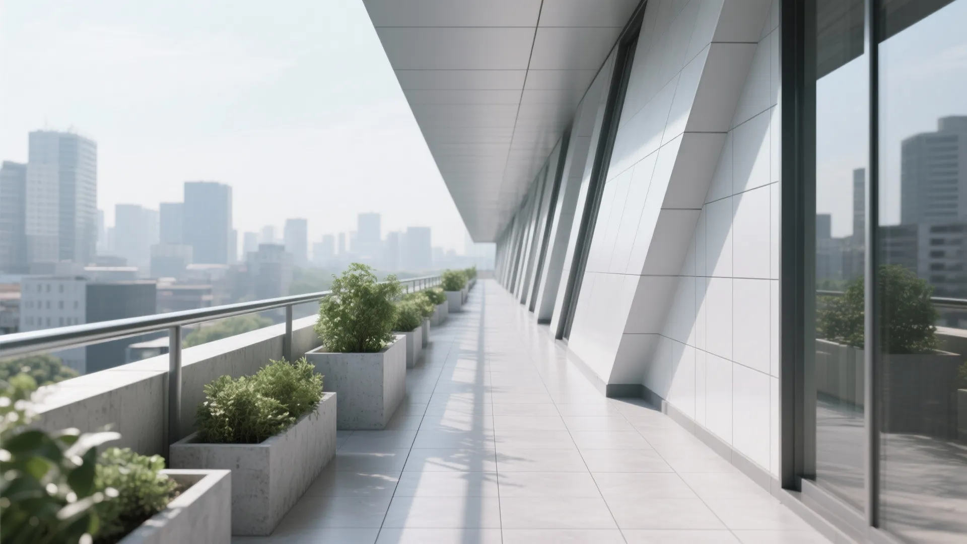 Diagonal layout to visually widen a narrow balcony