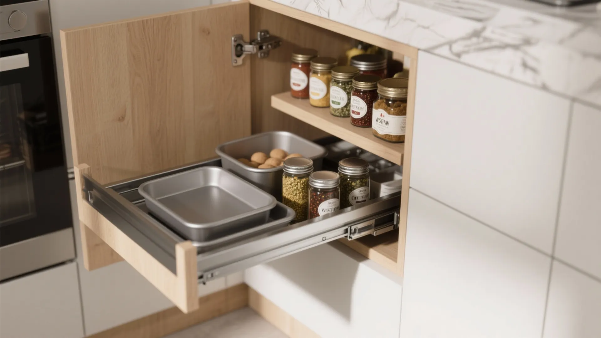 1. Diagonal pull-out pantry