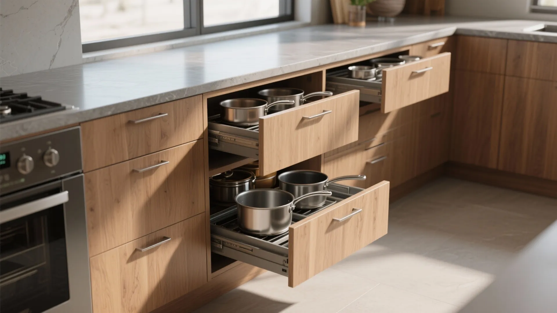 2. Diagonal corner base with roll-out trays