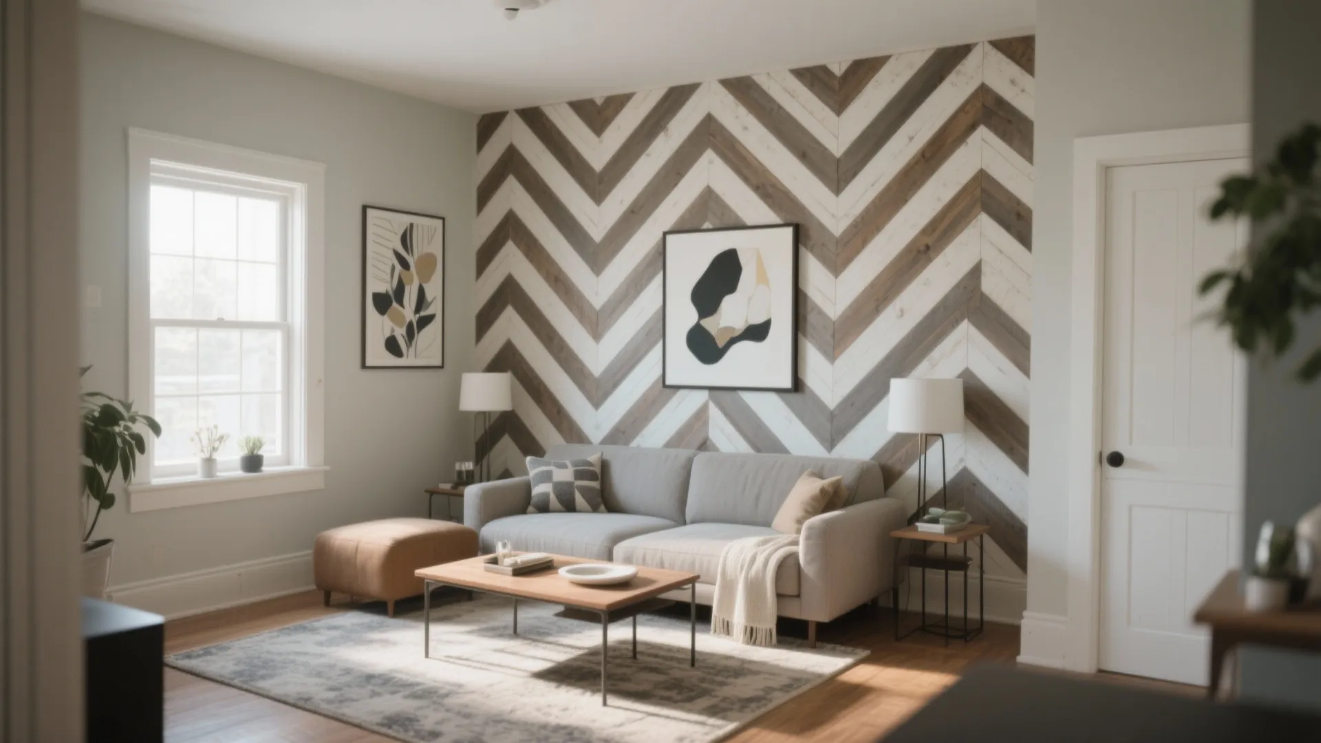 7. Diagonal Shiplap Feature