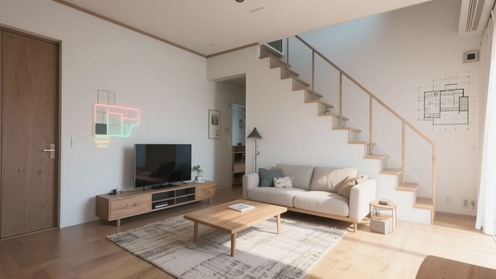 Tips 3: 下階のリビングは“斜め視線”をデザインする（东京小户型・空间规划）