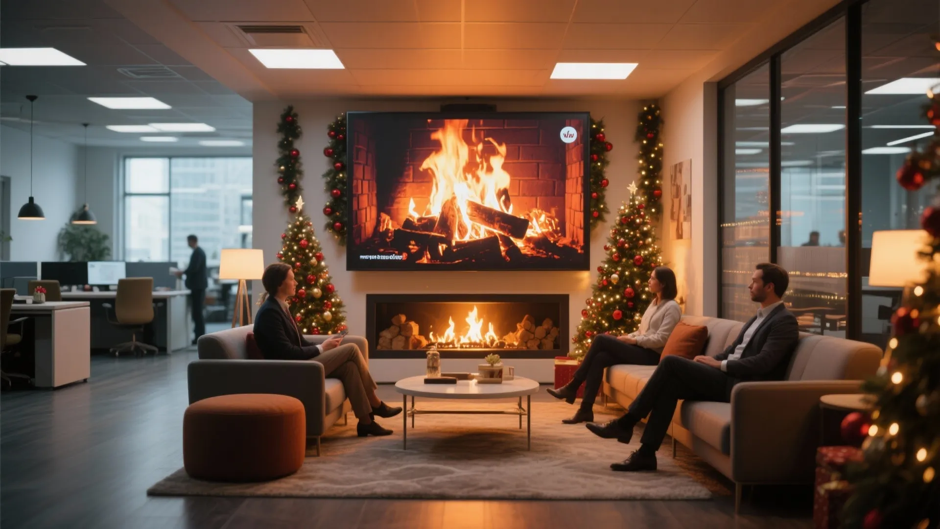 8. Digital Fireplace Wall