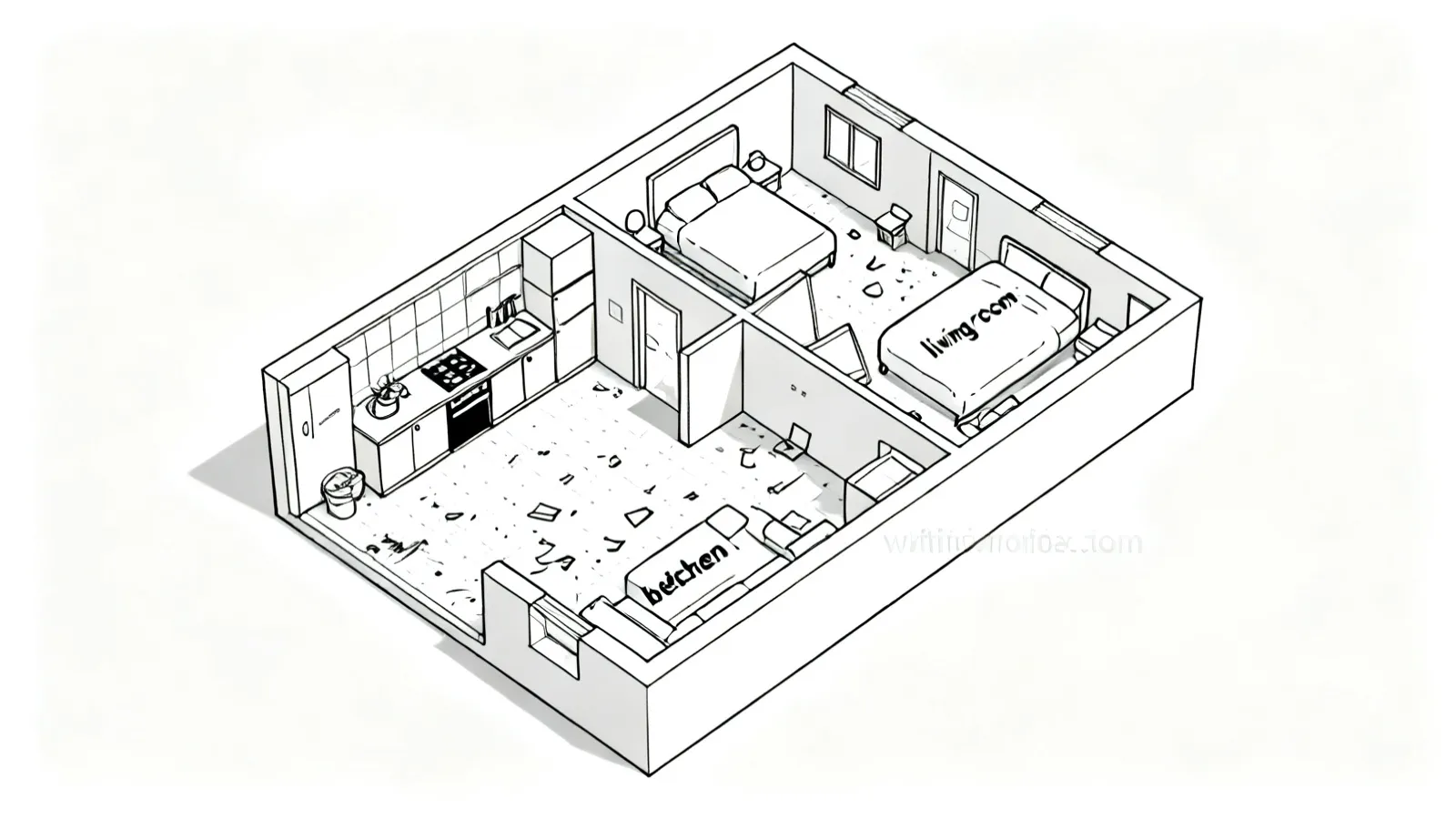 digital 2D home layout with labeled rooms created in floor planning software
