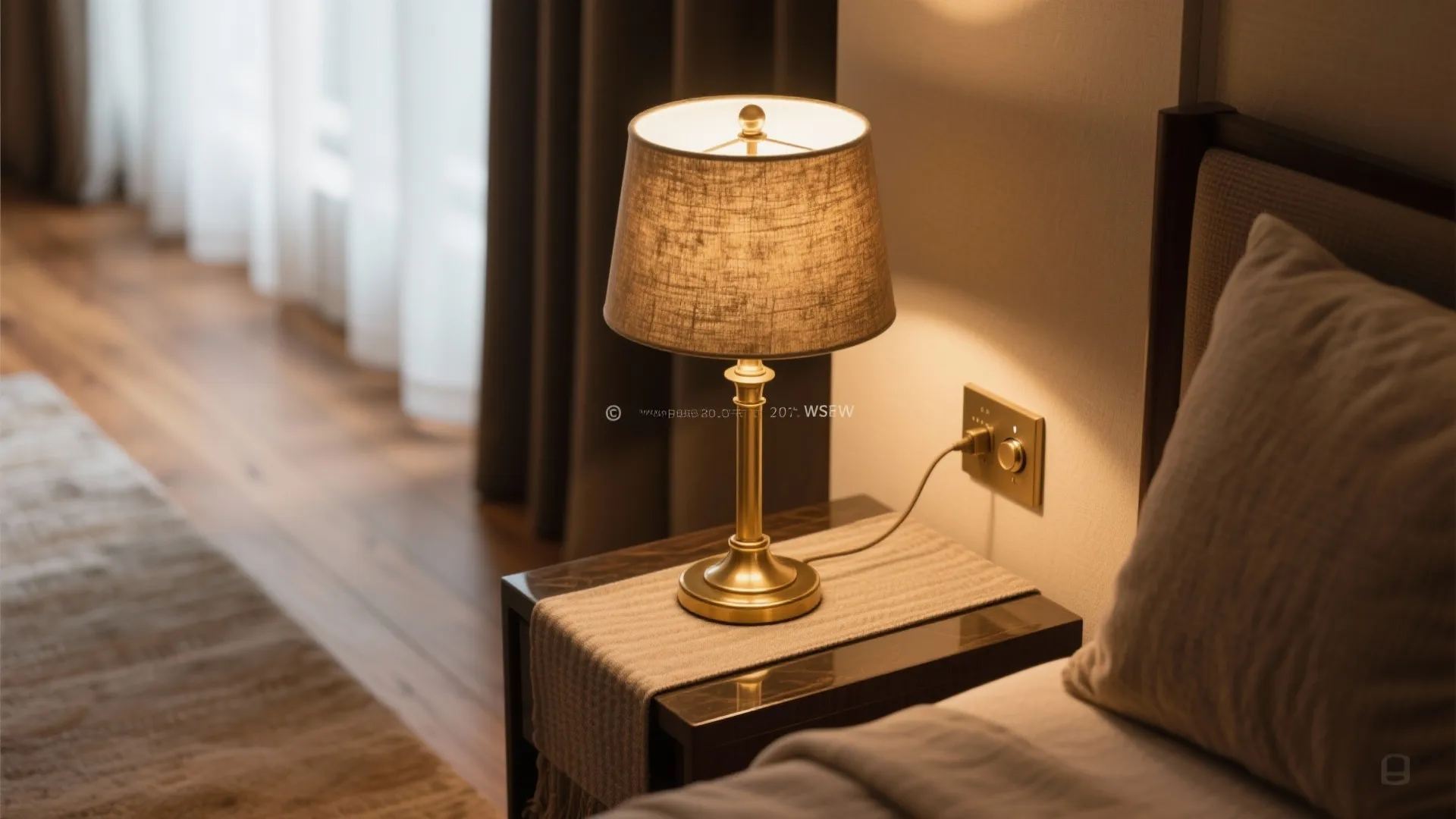 2) Dimmable brass lamp for layered mood lighting