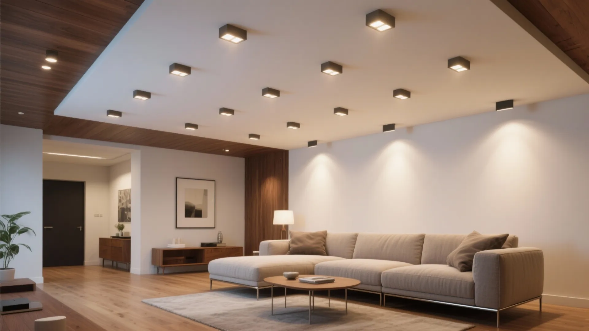 Soft Layered Ambient with Dimmable Downlights