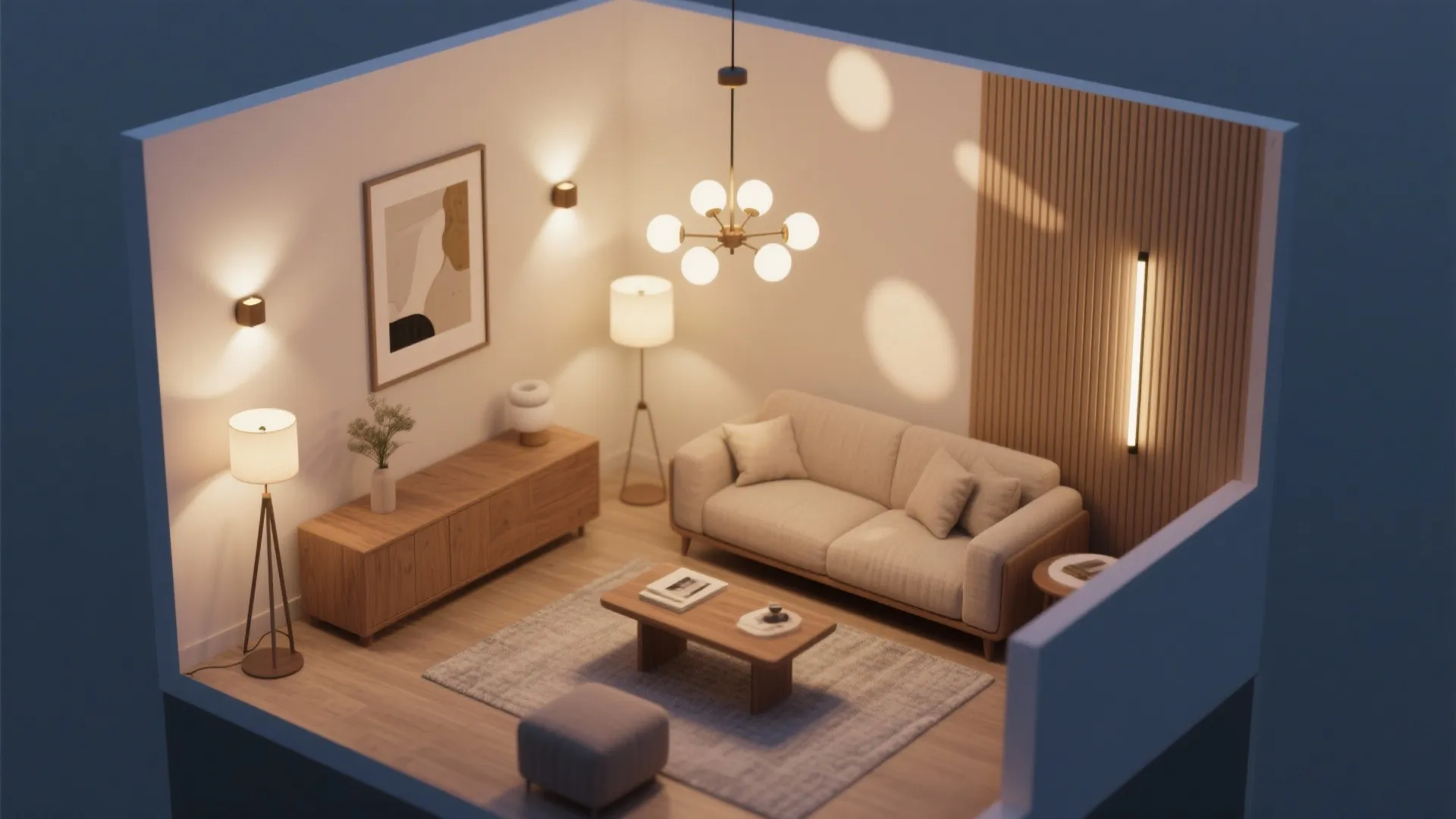 Dimmable Layers Around a Small Chandelier