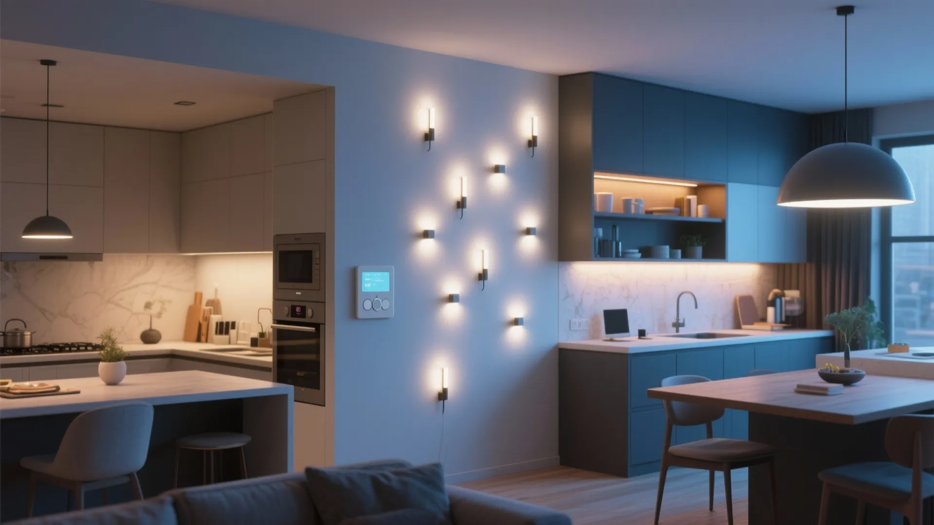 5. Dimmable wall lights for multifunctional rooms