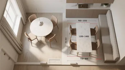 Small Dining Room Layout Ideas with Round and Rectangular Tables