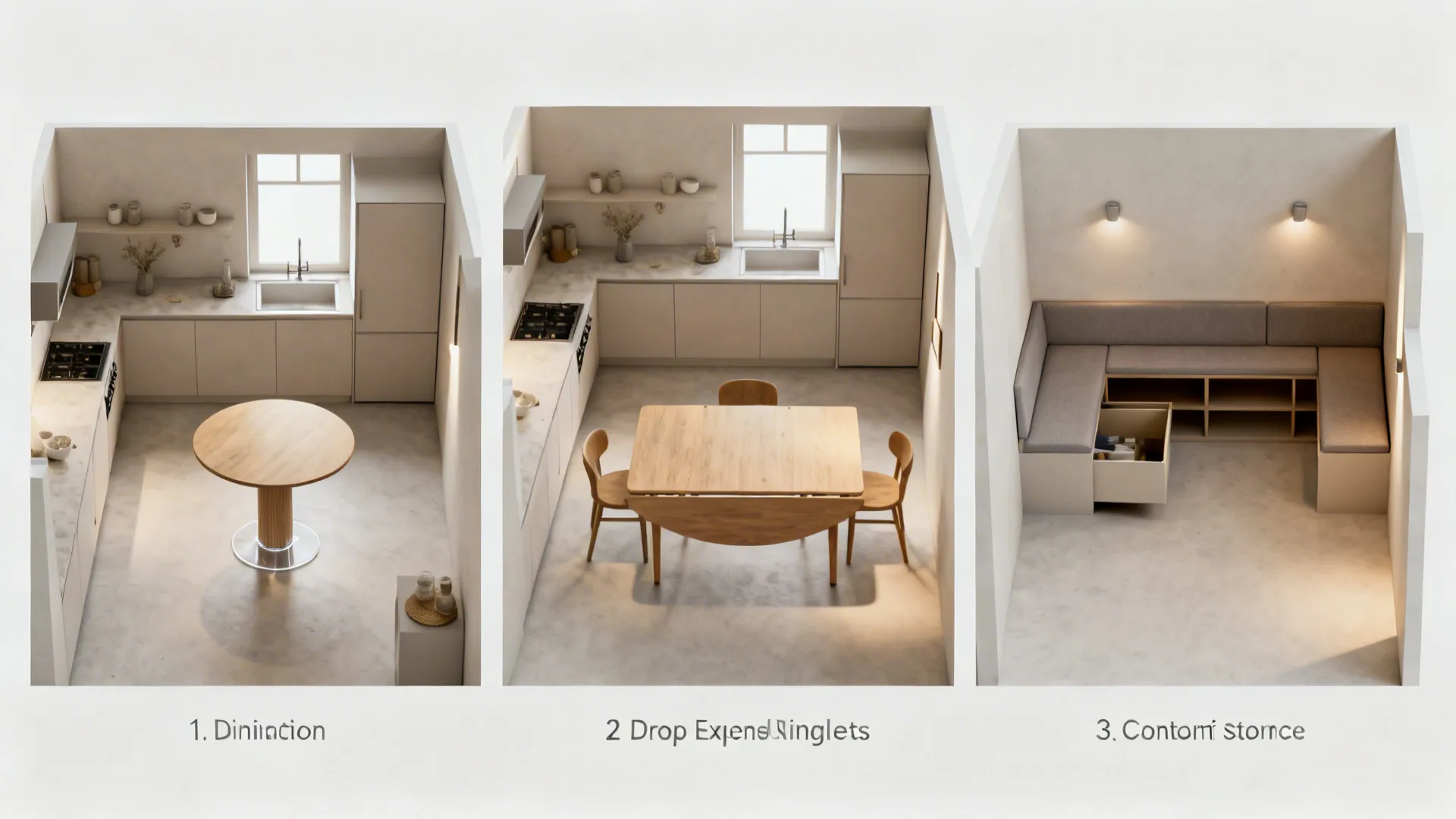 Compact dining solutions: drop‑leaf, banquette, and pedestal tables