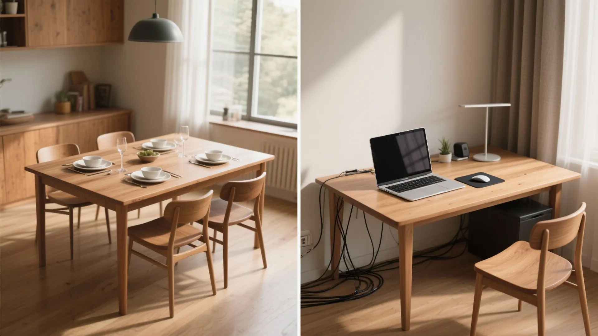 Convertible dining-to-desk table