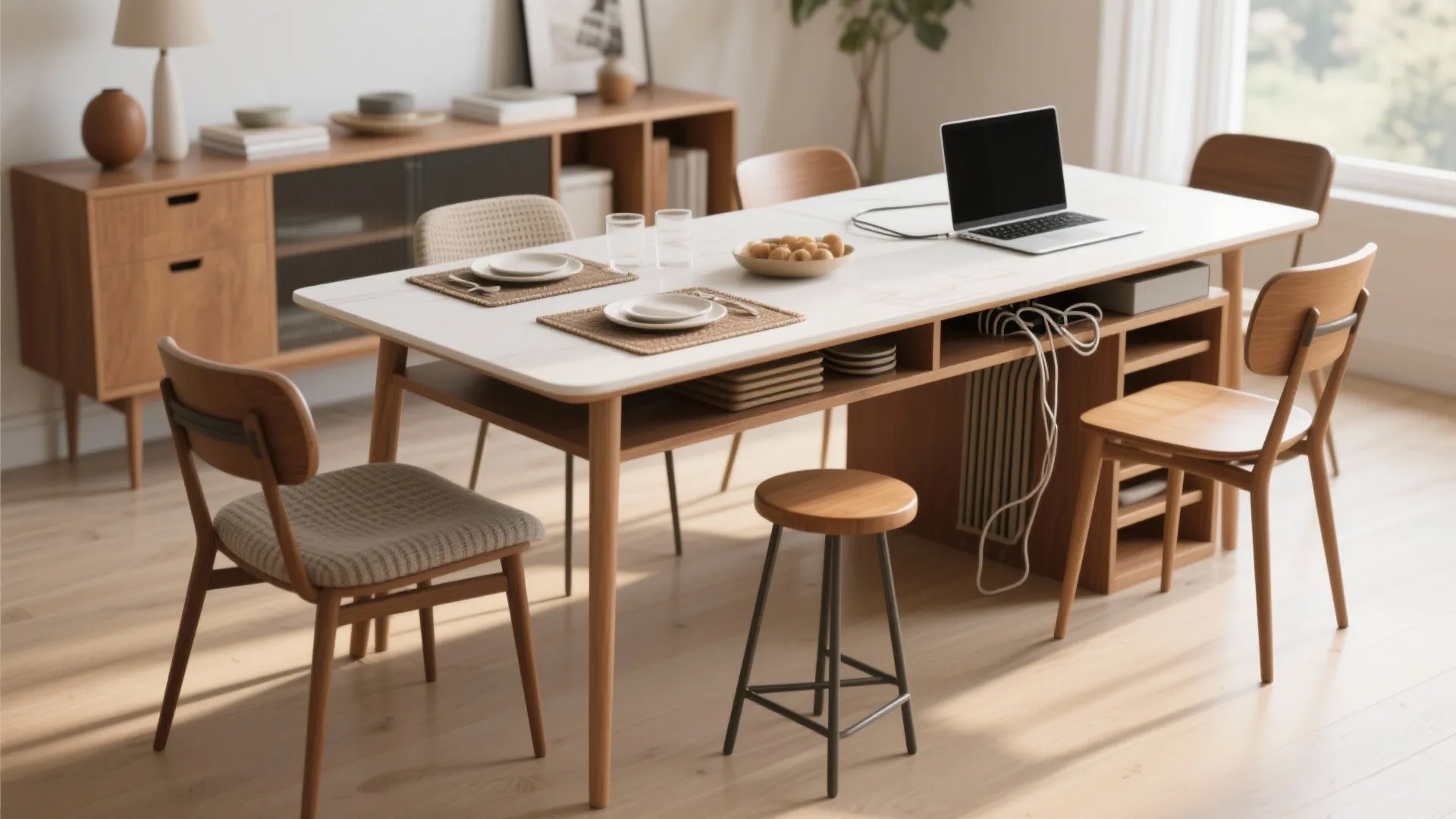 5. Multi-use dining-to-desk setup