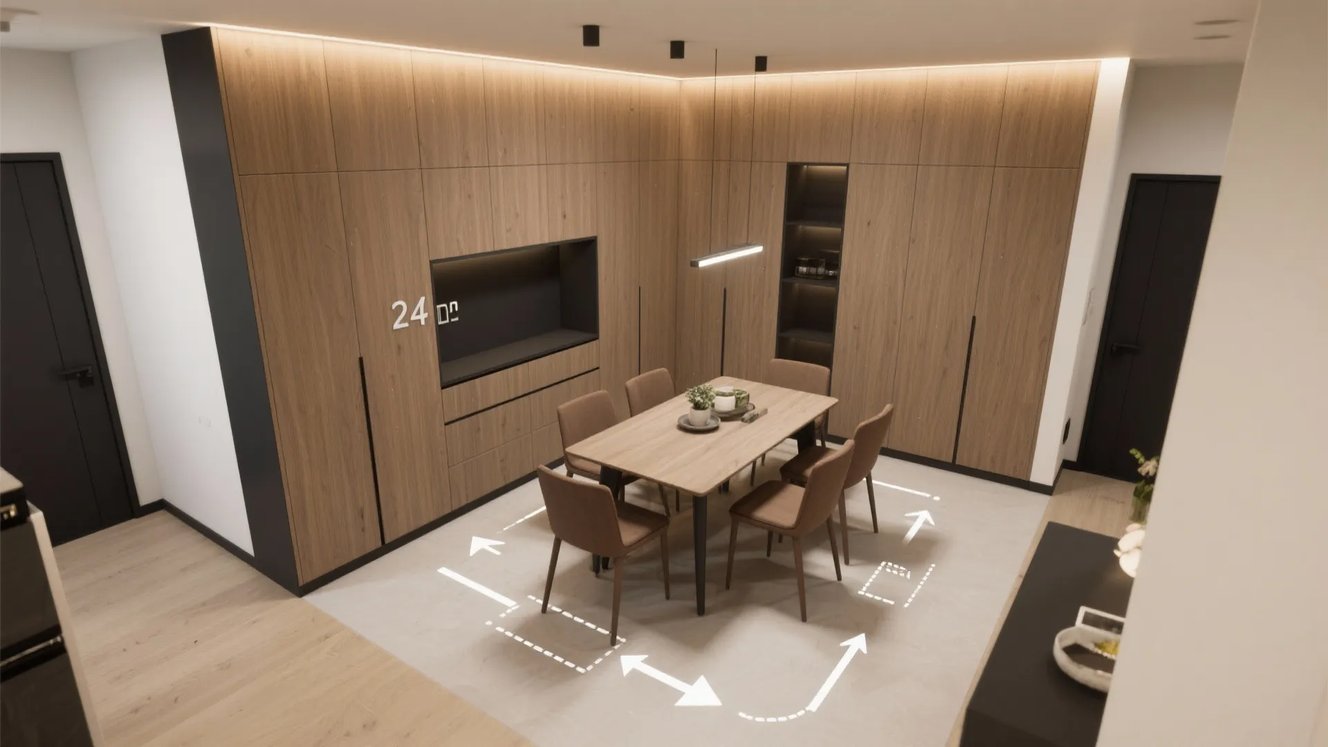 Built-in tall cabinets with niche display