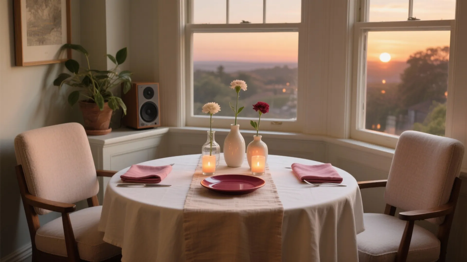 Dining Nook with Flowers and Music