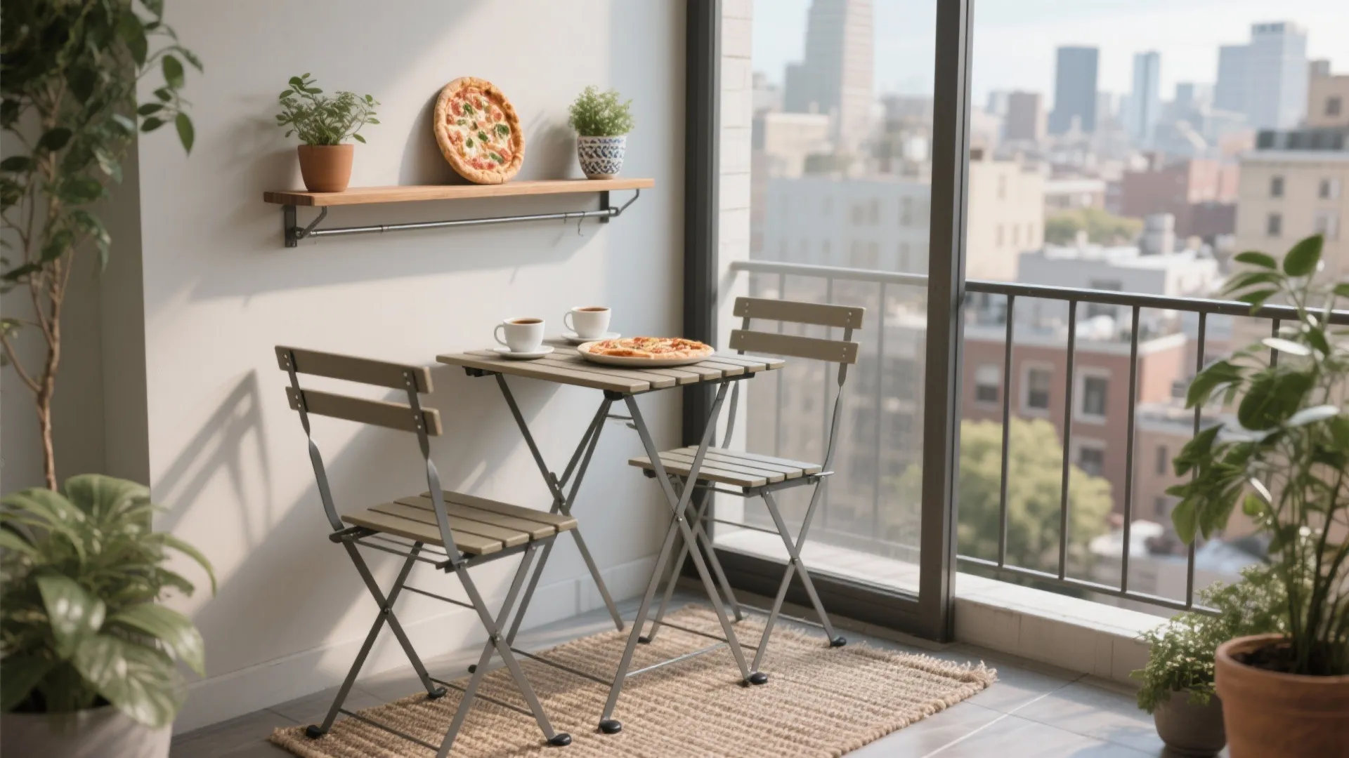 Micro Dining Nook: Foldable Bistro Set or Drop-Leaf Table
