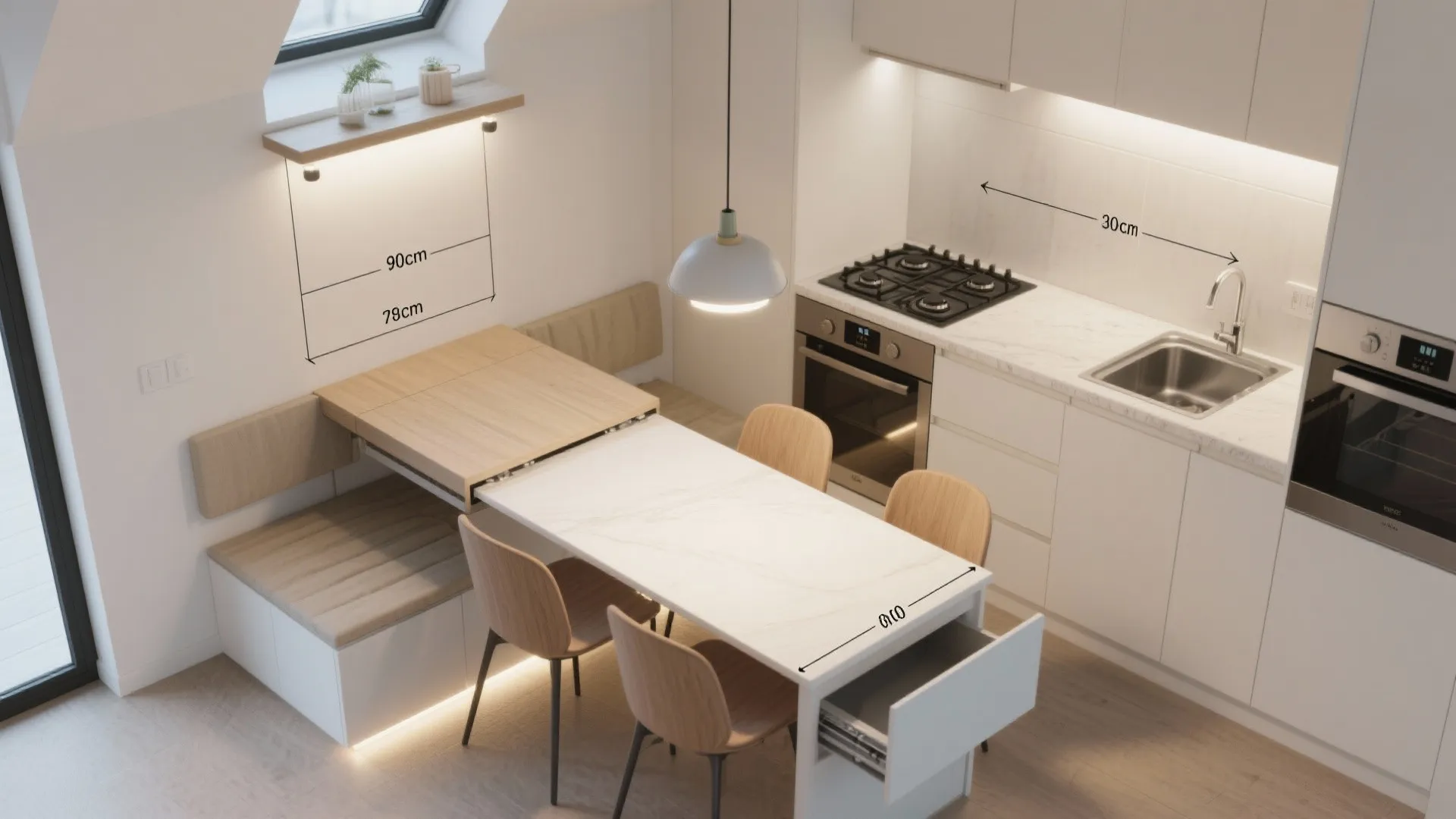 Flexible Dining Nook that Doubles as Prep Space