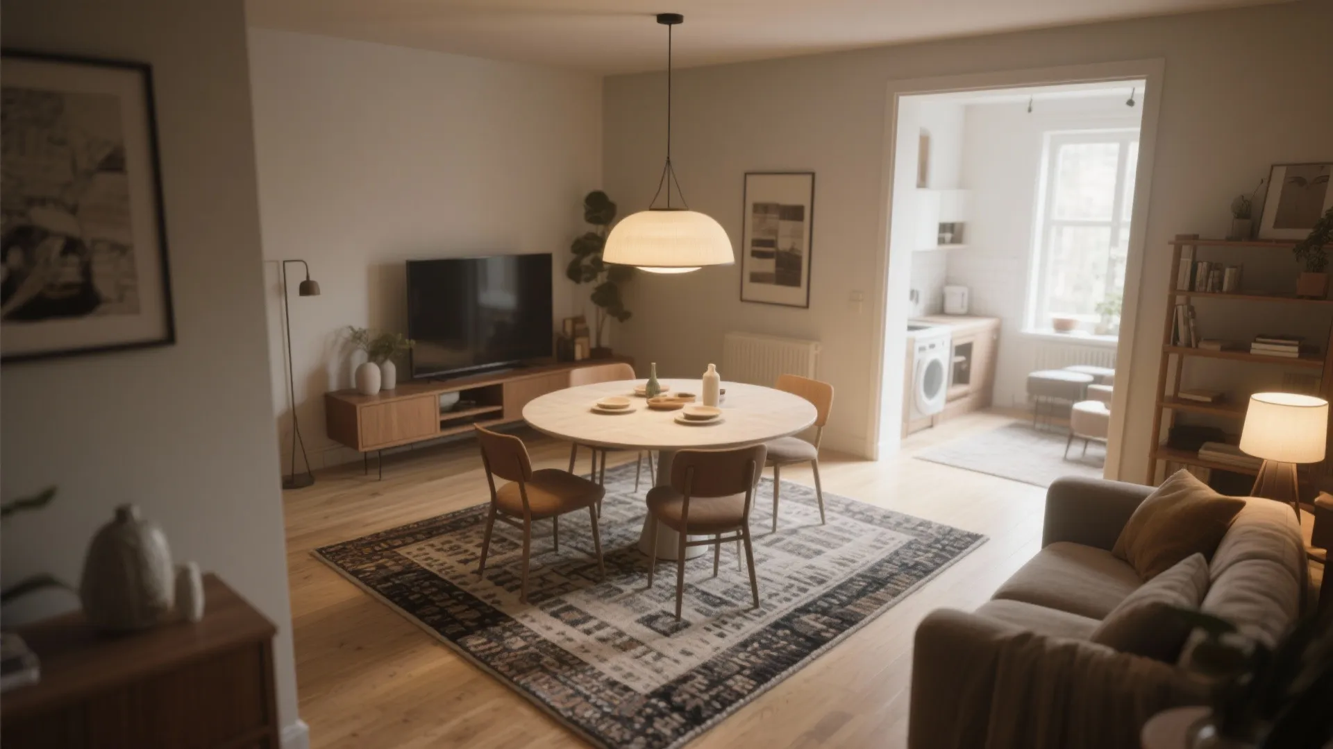 3. Zone with rugs, lighting, and sightlines