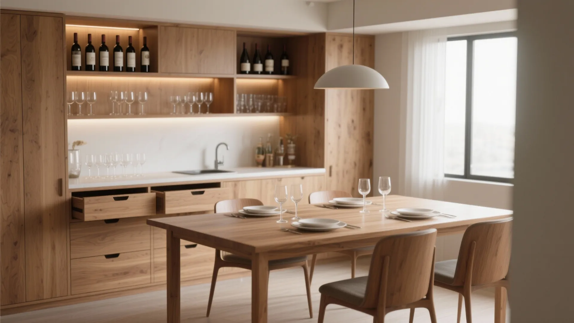 2. Dining Table with Bar Storage