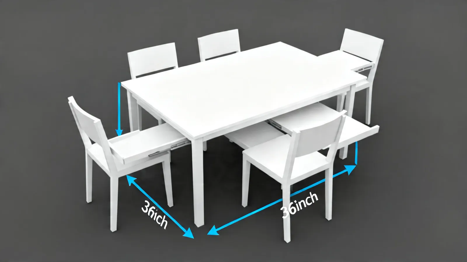 diagram showing recommended clearance space around dining table and chairs