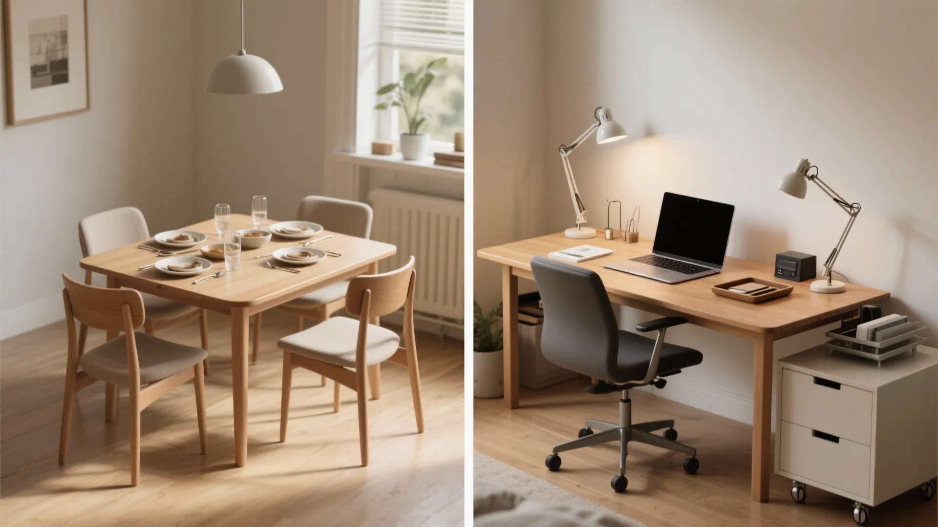 4. Convertible dining-to-desk surface