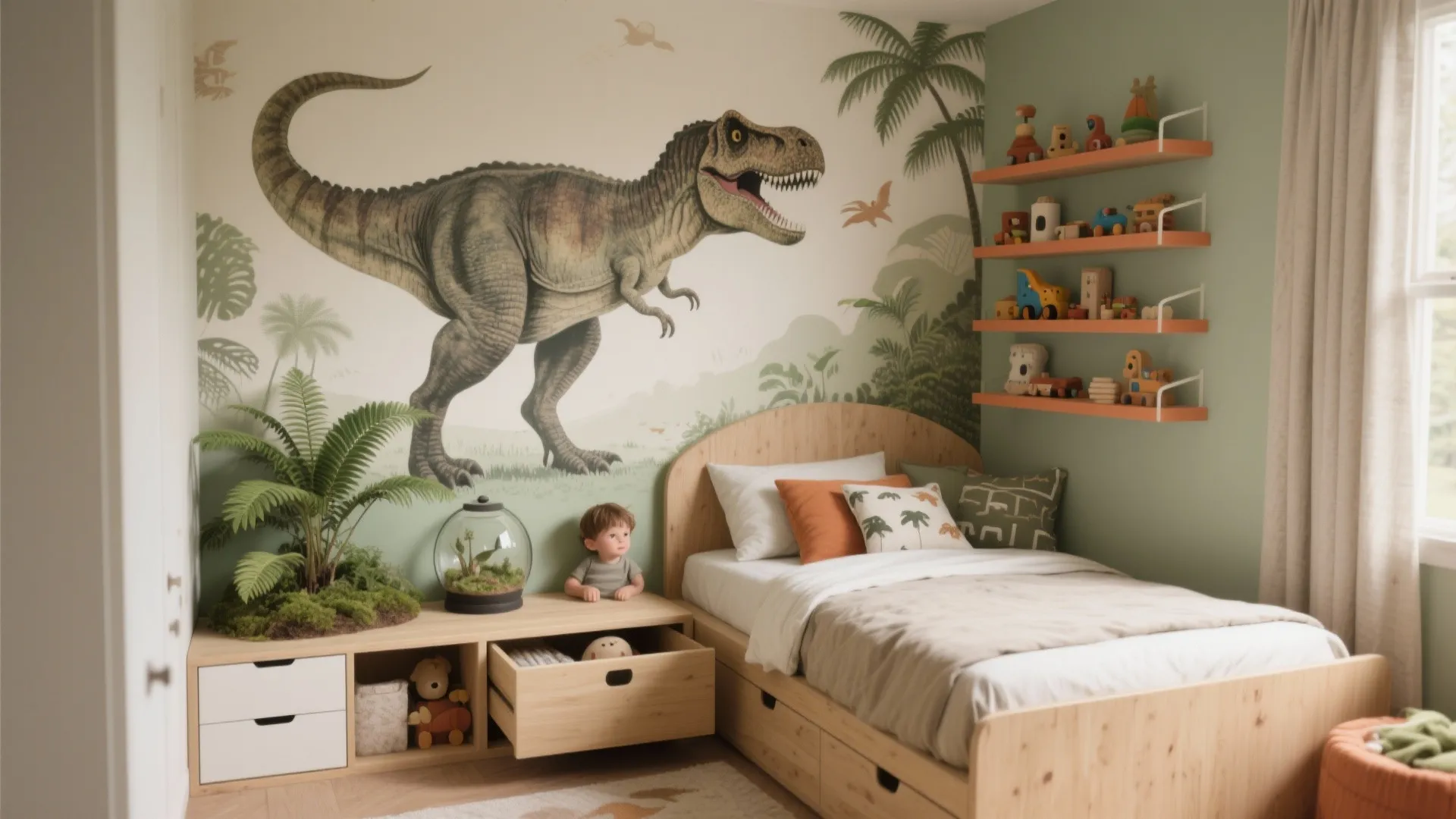 Bedroom Dinosaur Decorations: 5 Creative Ideas: Fun, practical dinosaur-themed bedroom ideas for small rooms — murals, storage beds, terrariums and easy swaps