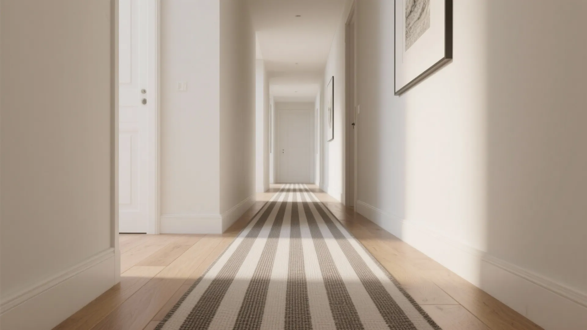 Floor pattern to stretch the corridor