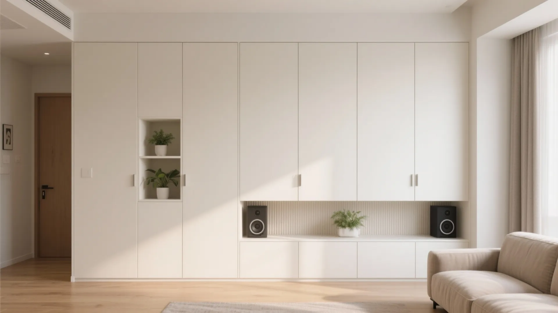 Built-in storage walls that “disappear”