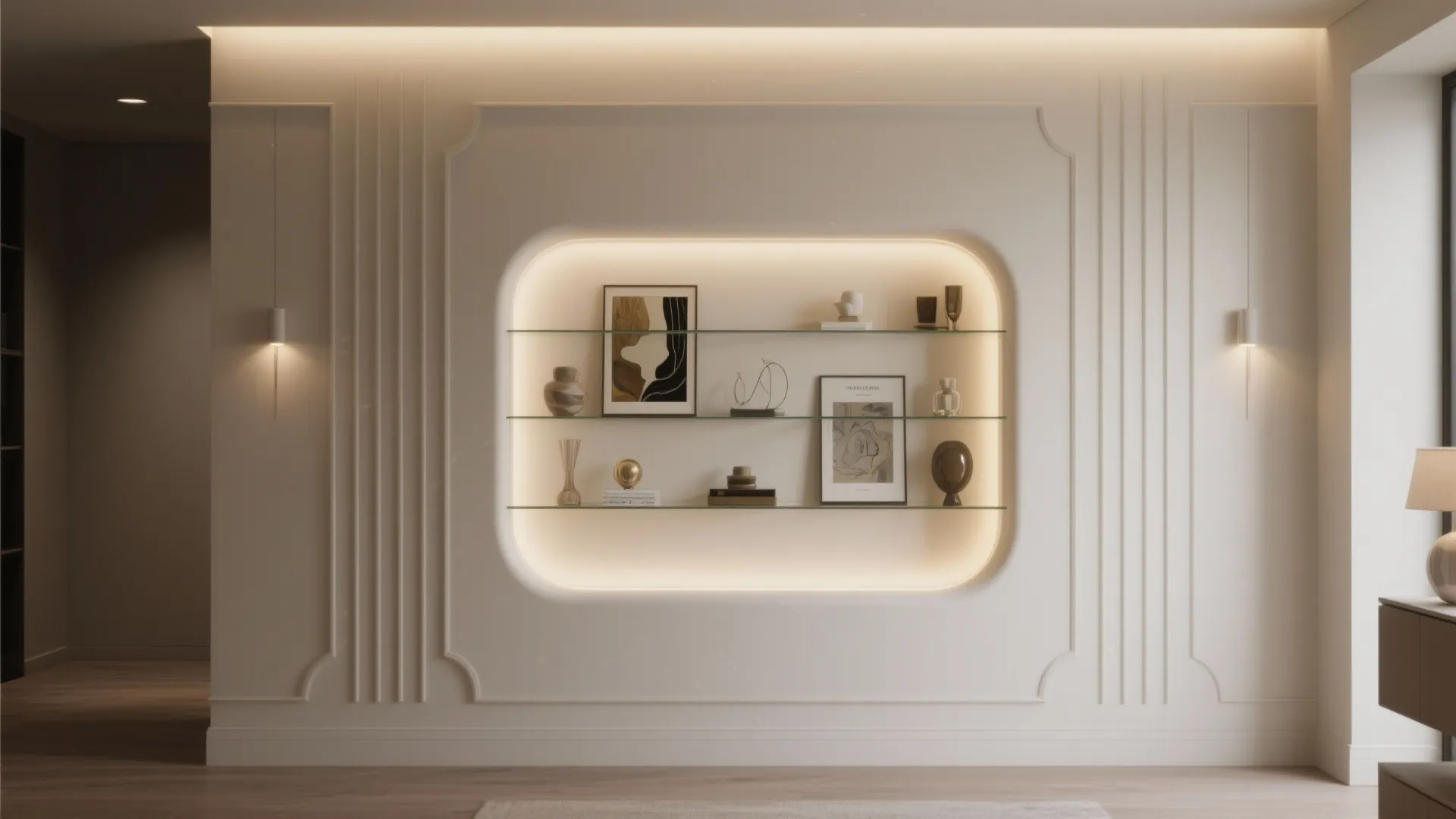 6. Display Niche with Glass Shelves