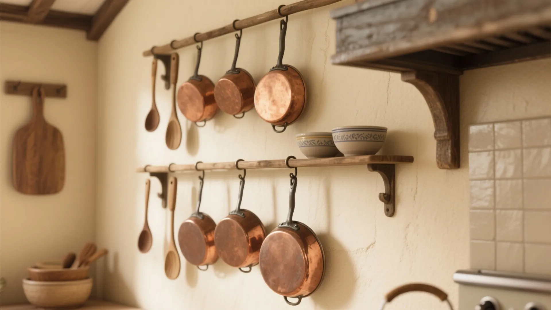 9. Displayed cookware and utensils