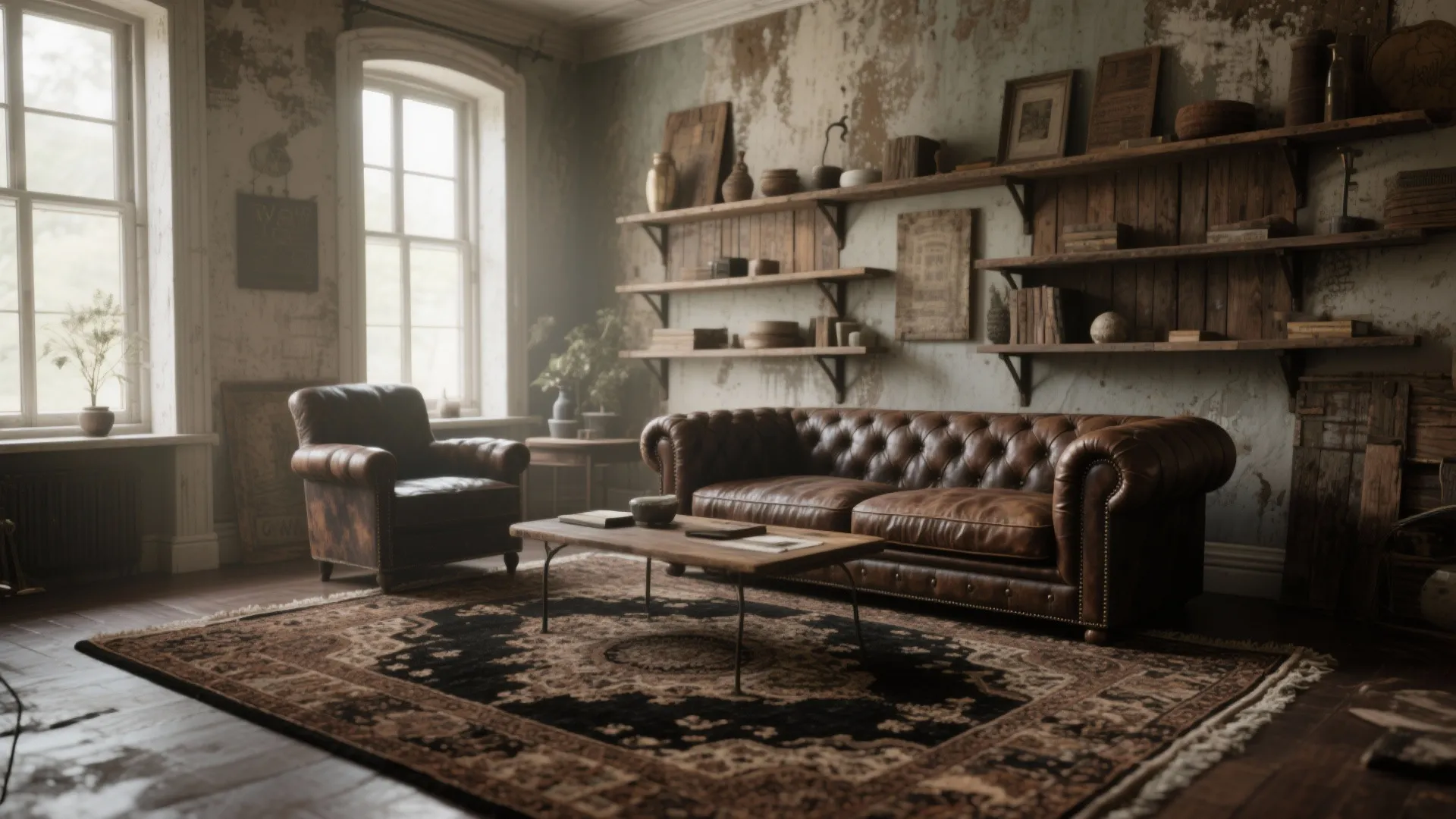 2. Antique-Inspired Distressed Rug
