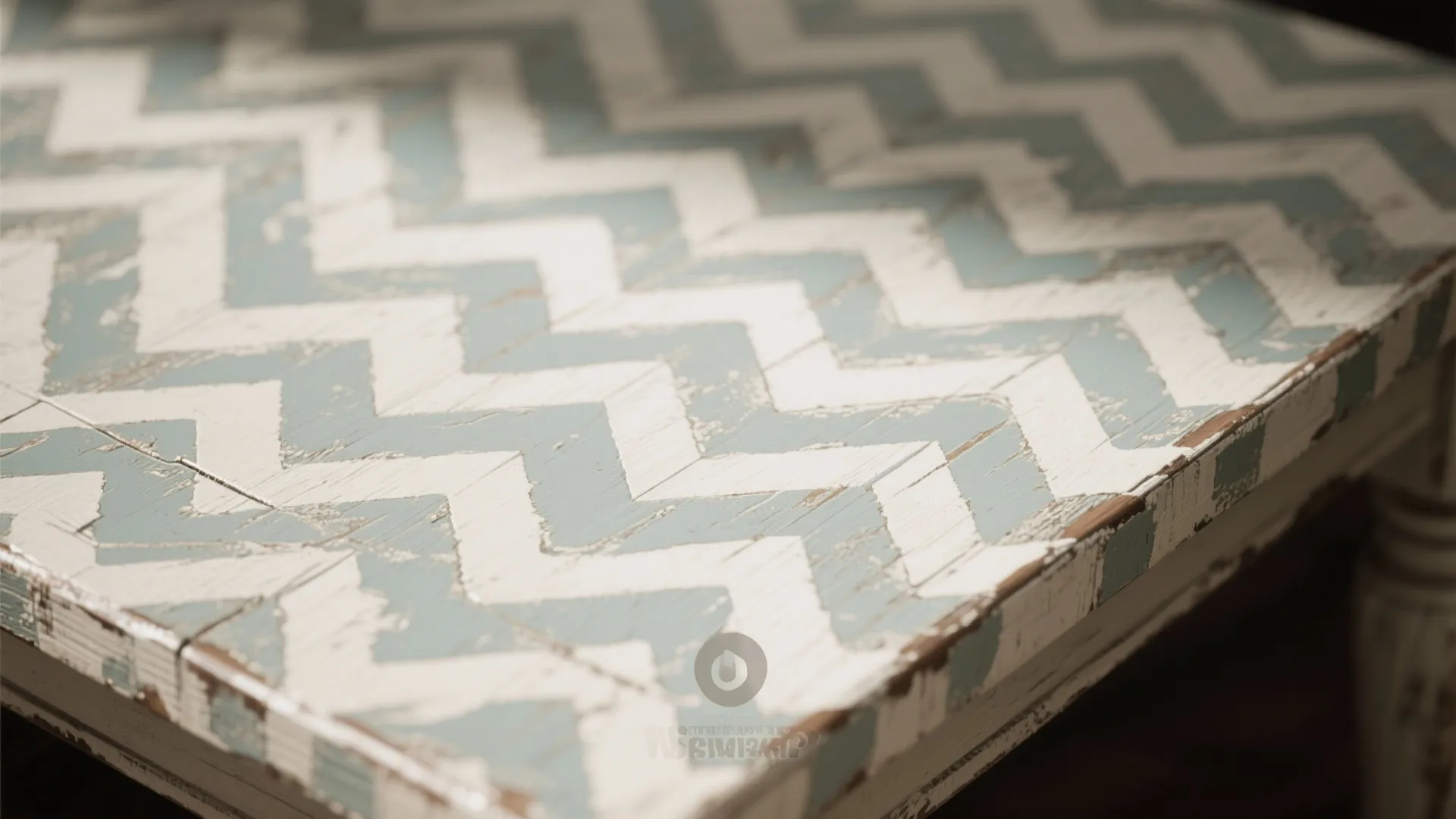 4. Distressed Painted Finish with Stenciled Top