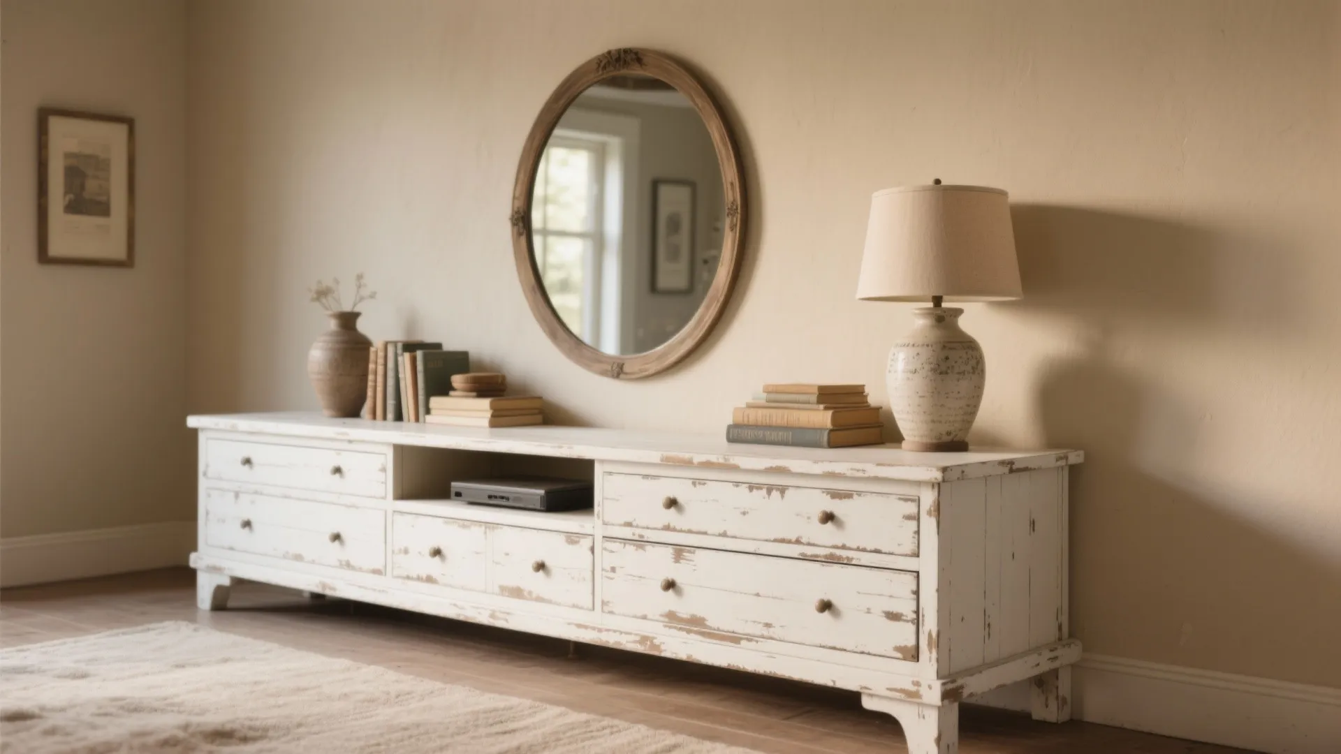 2. Distressed White Dresser